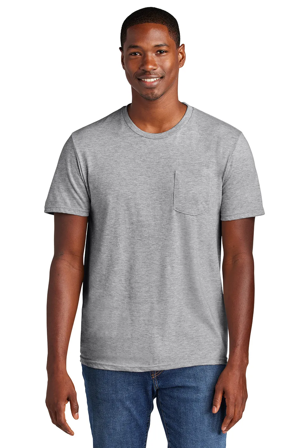 District Mens Very Important Short Sleeve Crewneck T-Shirt w/ Pocket - Heather Light Grey