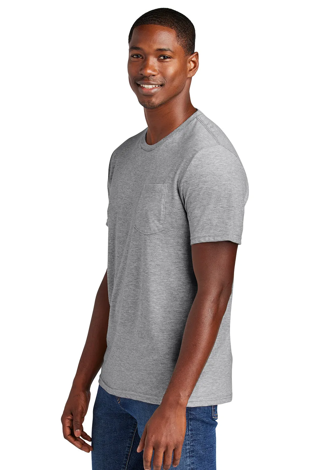 District Mens Very Important Short Sleeve Crewneck T-Shirt w/ Pocket - Heather Light Grey