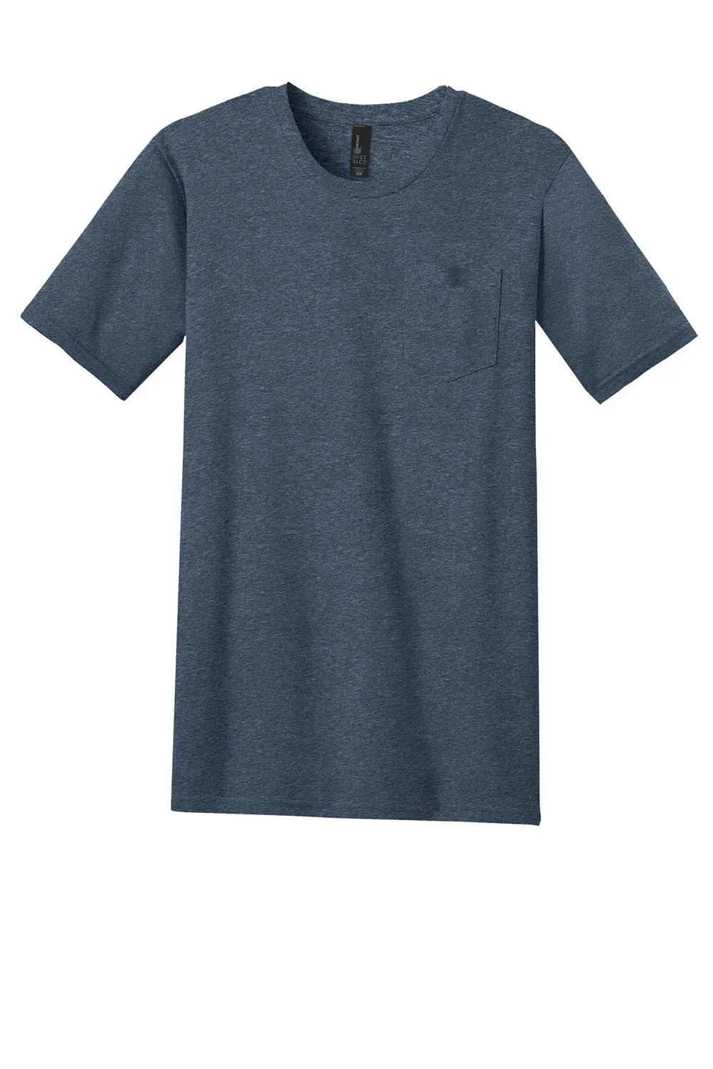 District Mens Very Important Short Sleeve Crewneck T-Shirt w/ Pocket - Heather Navy Blue