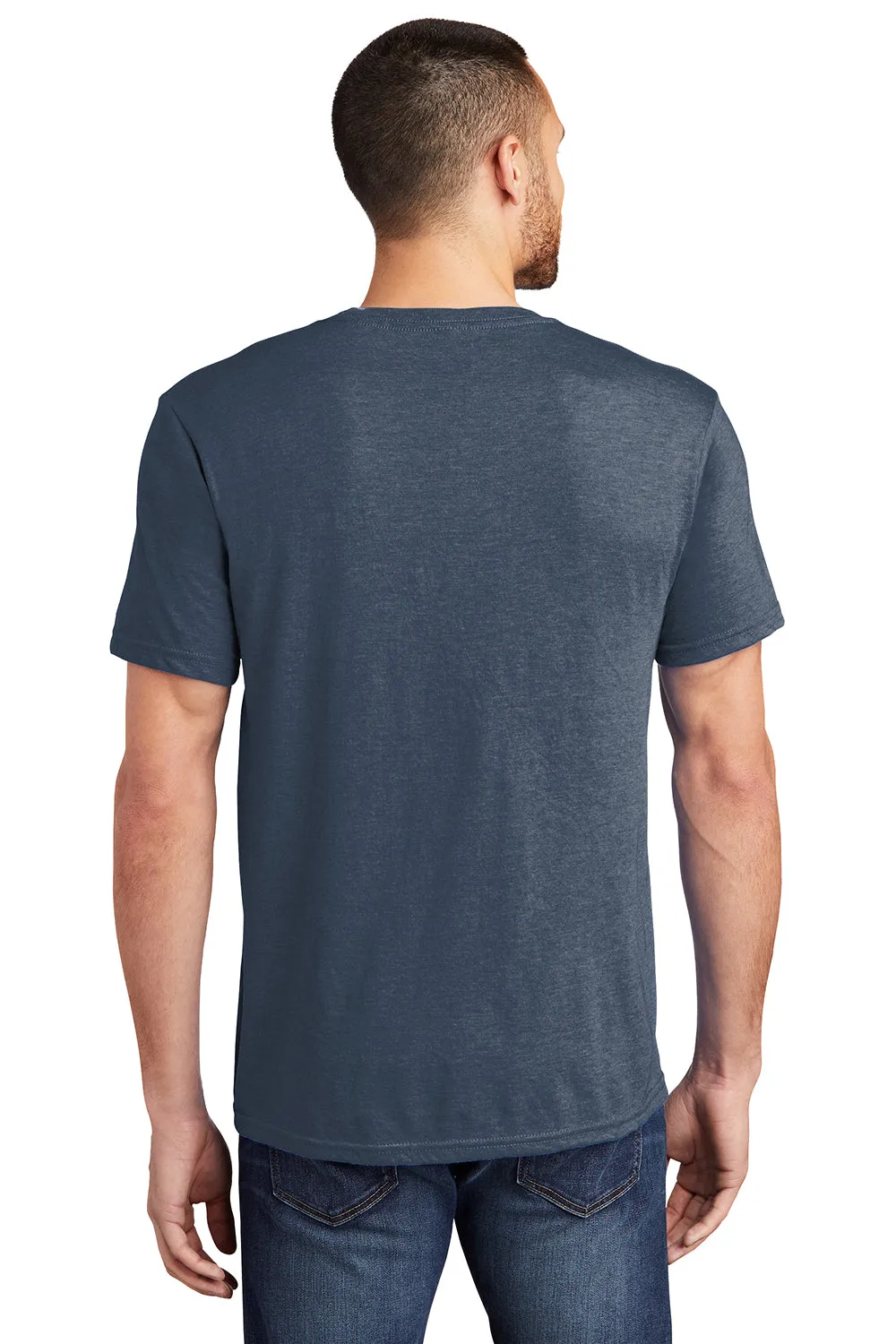 District Mens Very Important Short Sleeve Crewneck T-Shirt w/ Pocket - Heather Navy Blue