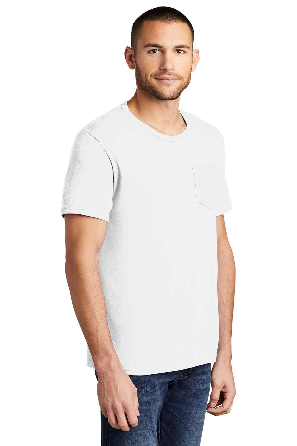 District Mens Very Important Short Sleeve Crewneck T-Shirt w/ Pocket - White