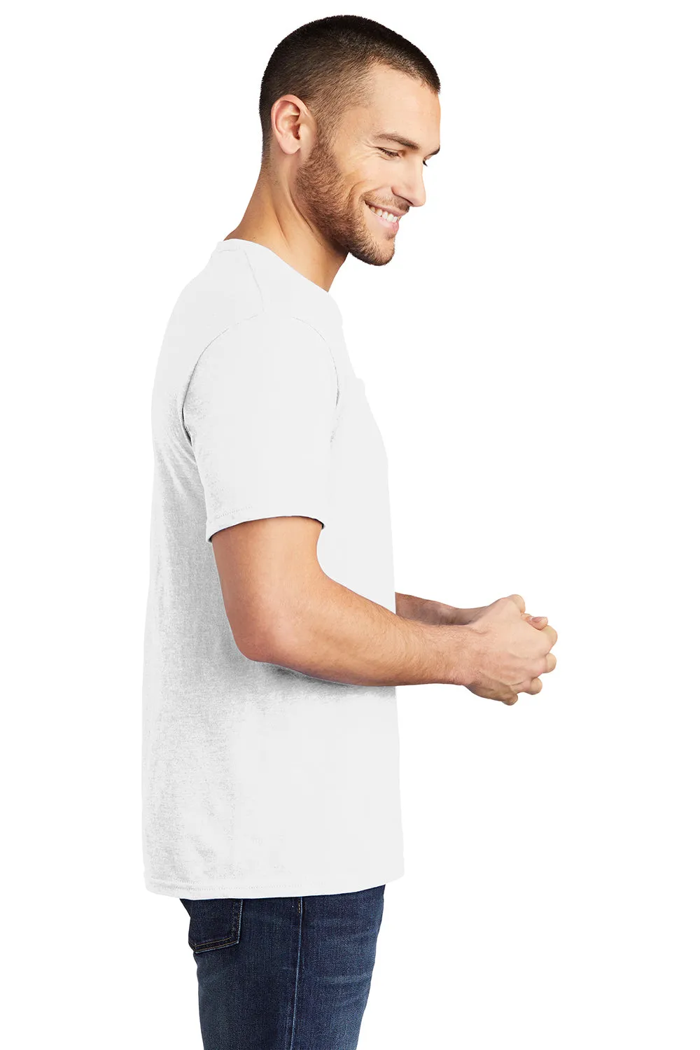 District Mens Very Important Short Sleeve Crewneck T-Shirt w/ Pocket - White