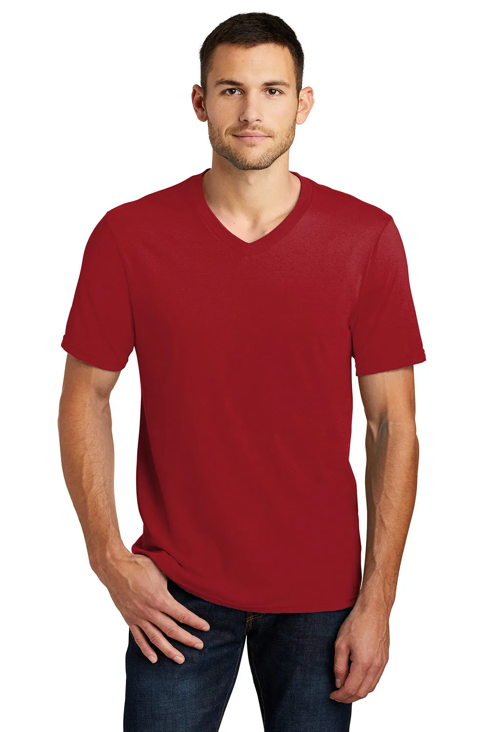 District Mens Very Important Short Sleeve V-Neck T-Shirt - Classic Red - Closeout