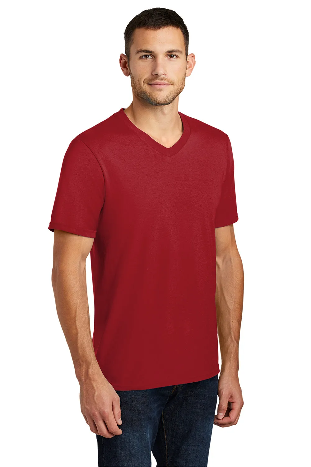 District Mens Very Important Short Sleeve V-Neck T-Shirt - Classic Red - Closeout