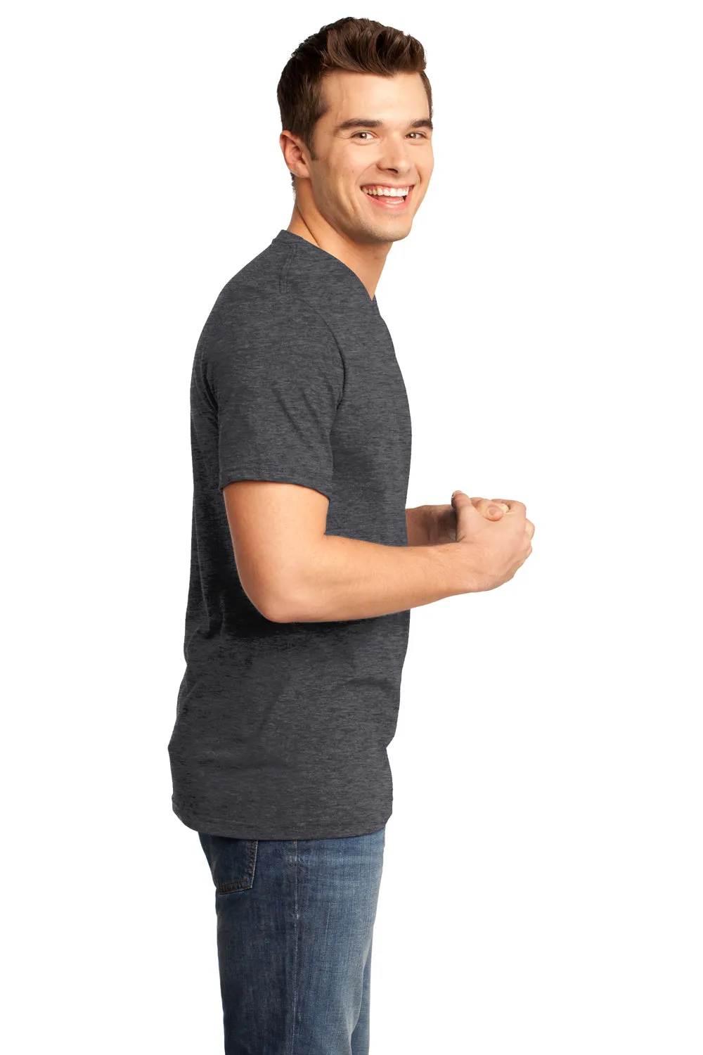District Mens Very Important Short Sleeve V-Neck T-Shirt - Heather Charcoal Grey