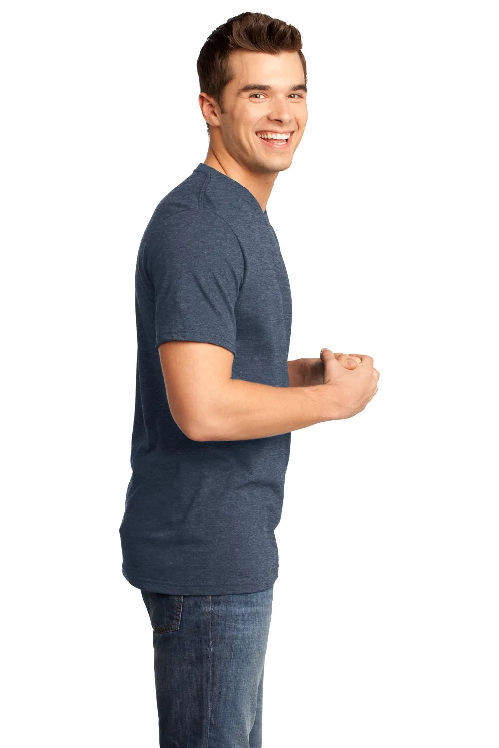 District Mens Very Important Short Sleeve V-Neck T-Shirt - Heather Navy Blue
