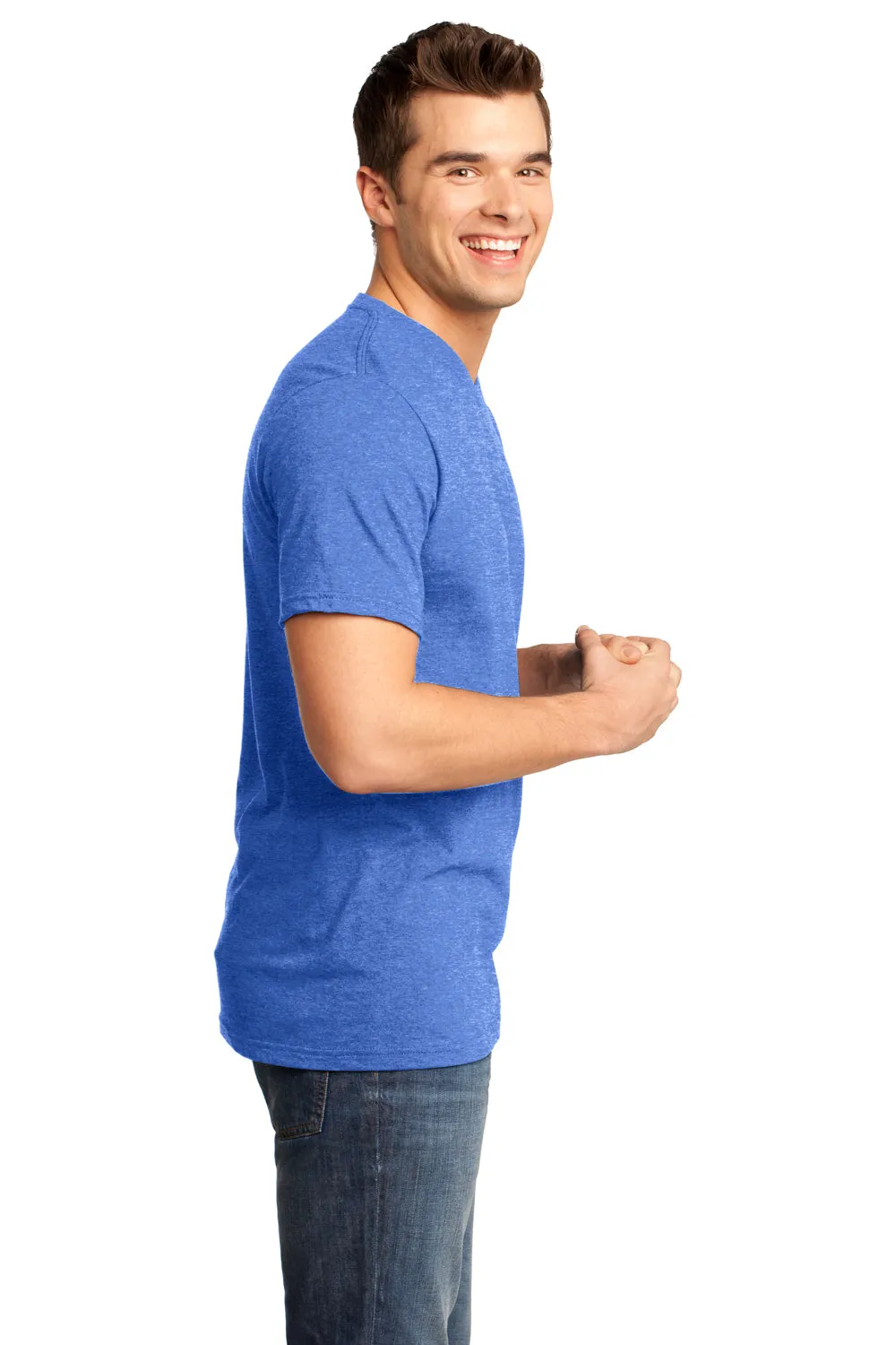 District Mens Very Important Short Sleeve V-Neck T-Shirt - Heather Royal Blue