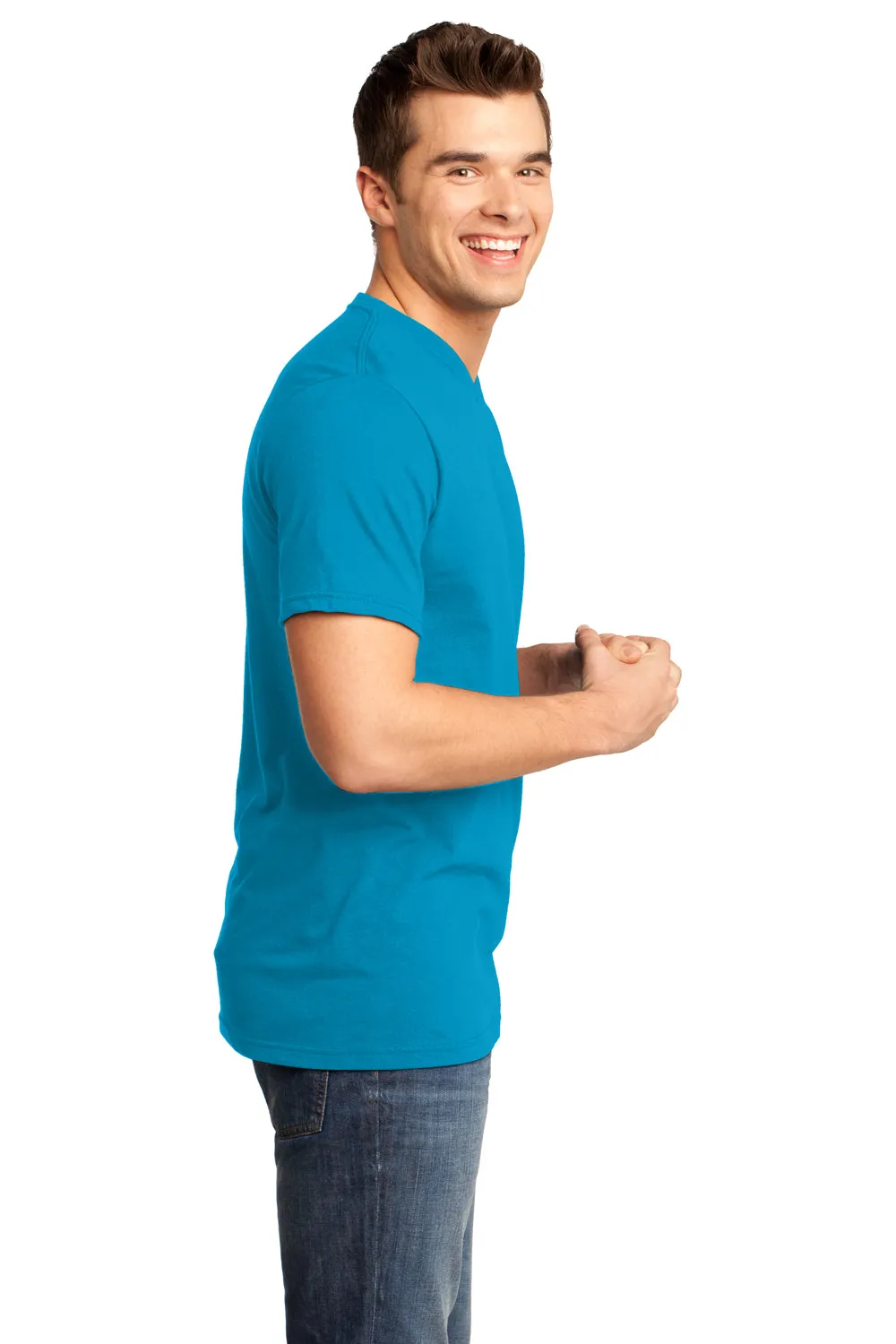 District Mens Very Important Short Sleeve V-Neck T-Shirt - Light Turquoise Blue - Closeout