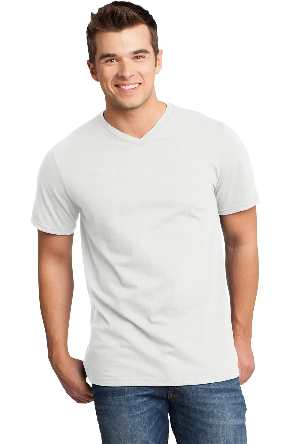 District Mens Very Important Short Sleeve V-Neck T-Shirt - White