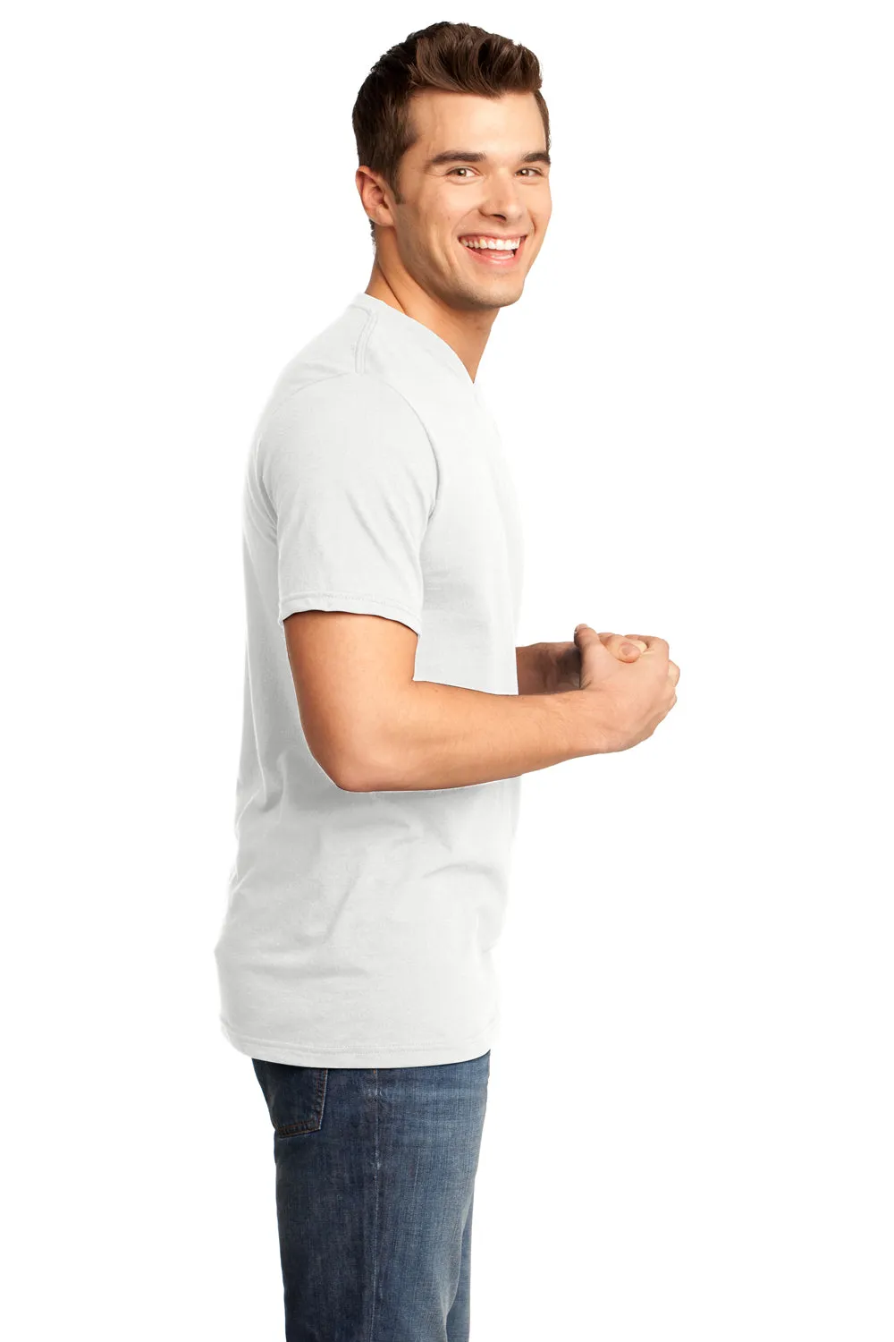 District Mens Very Important Short Sleeve V-Neck T-Shirt - White