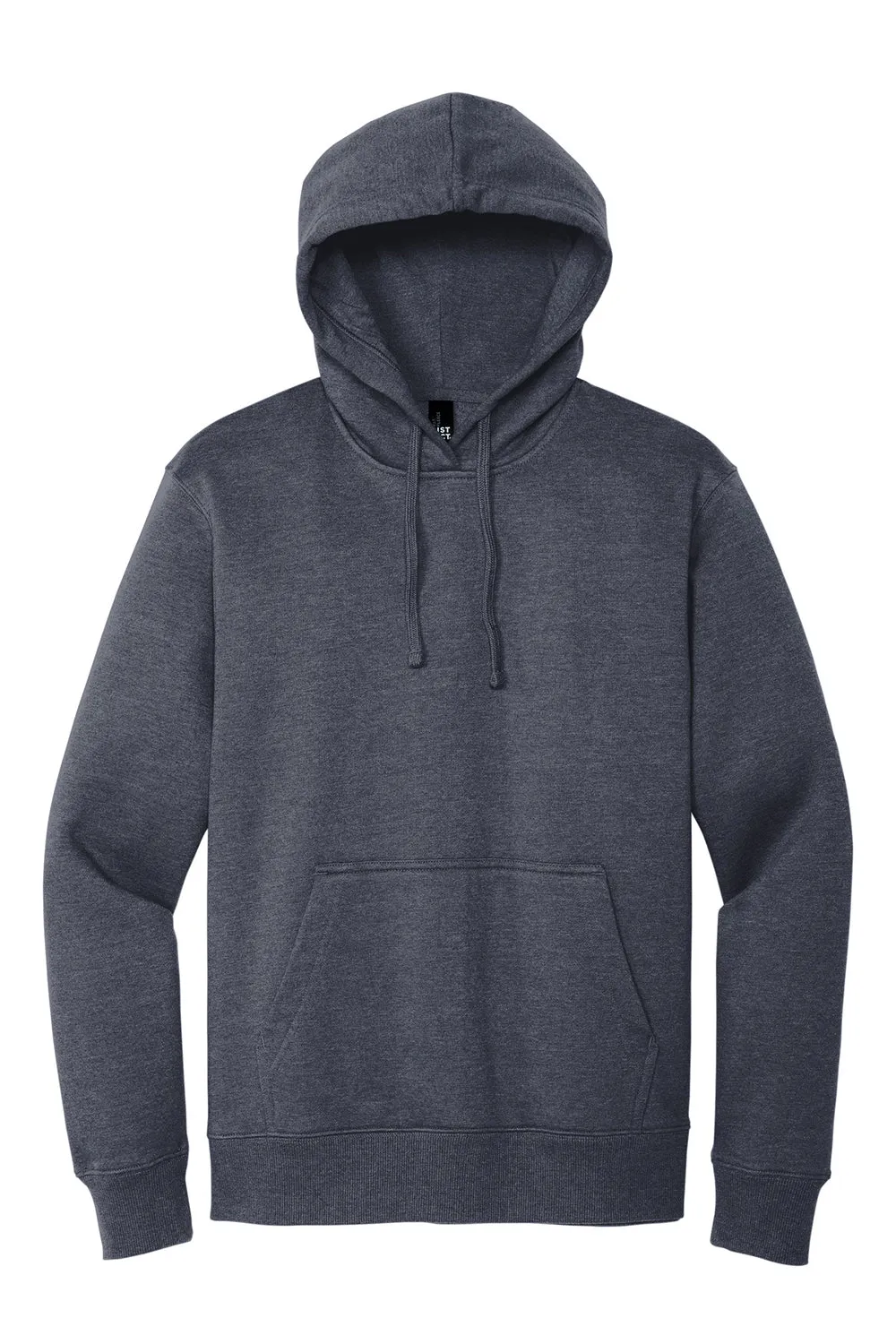District Mens V.I.T. Heavyweight Fleece Hooded Sweatshirt Hoodie w/ Pouch Pocket - Heather Navy Blue
