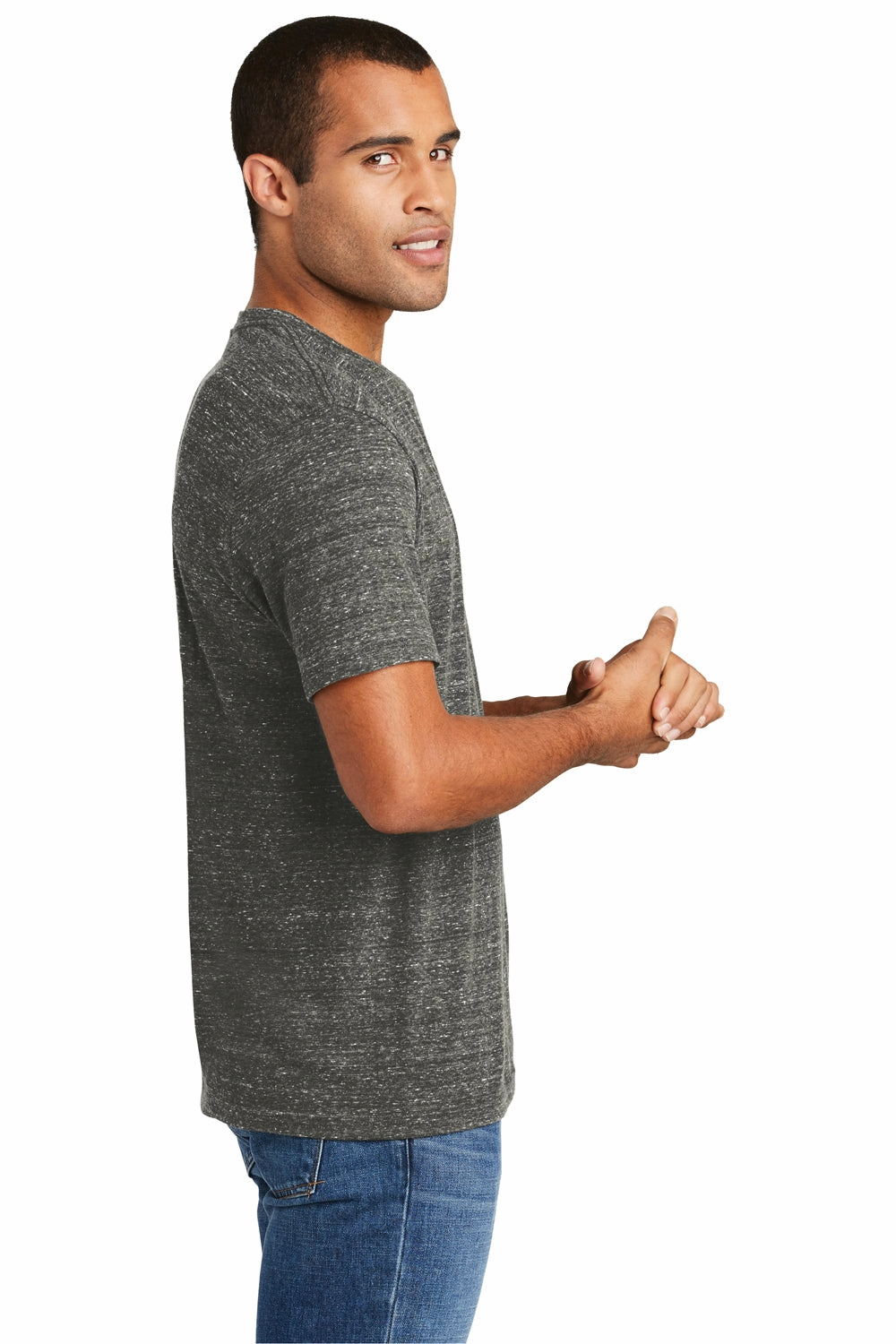 District Mens Cosmic Short Sleeve Crewneck T-Shirt - Black/Grey - Closeout