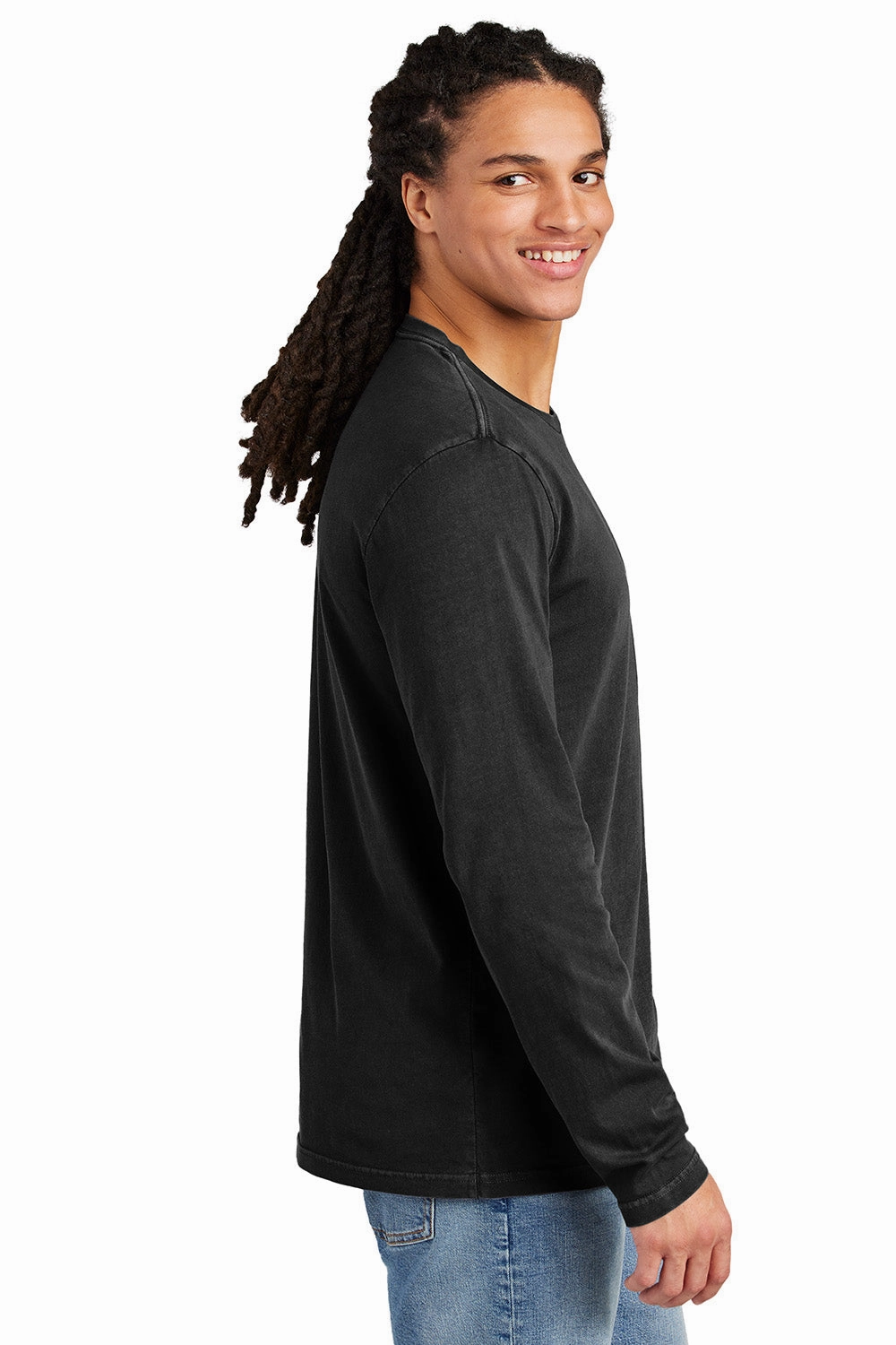 District Mens District Wash Long Sleeve Crewneck T-Shirt - Black