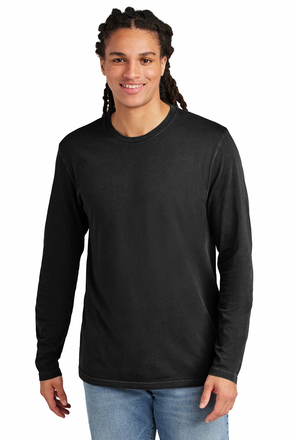 District Mens District Wash Long Sleeve Crewneck T-Shirt - Black