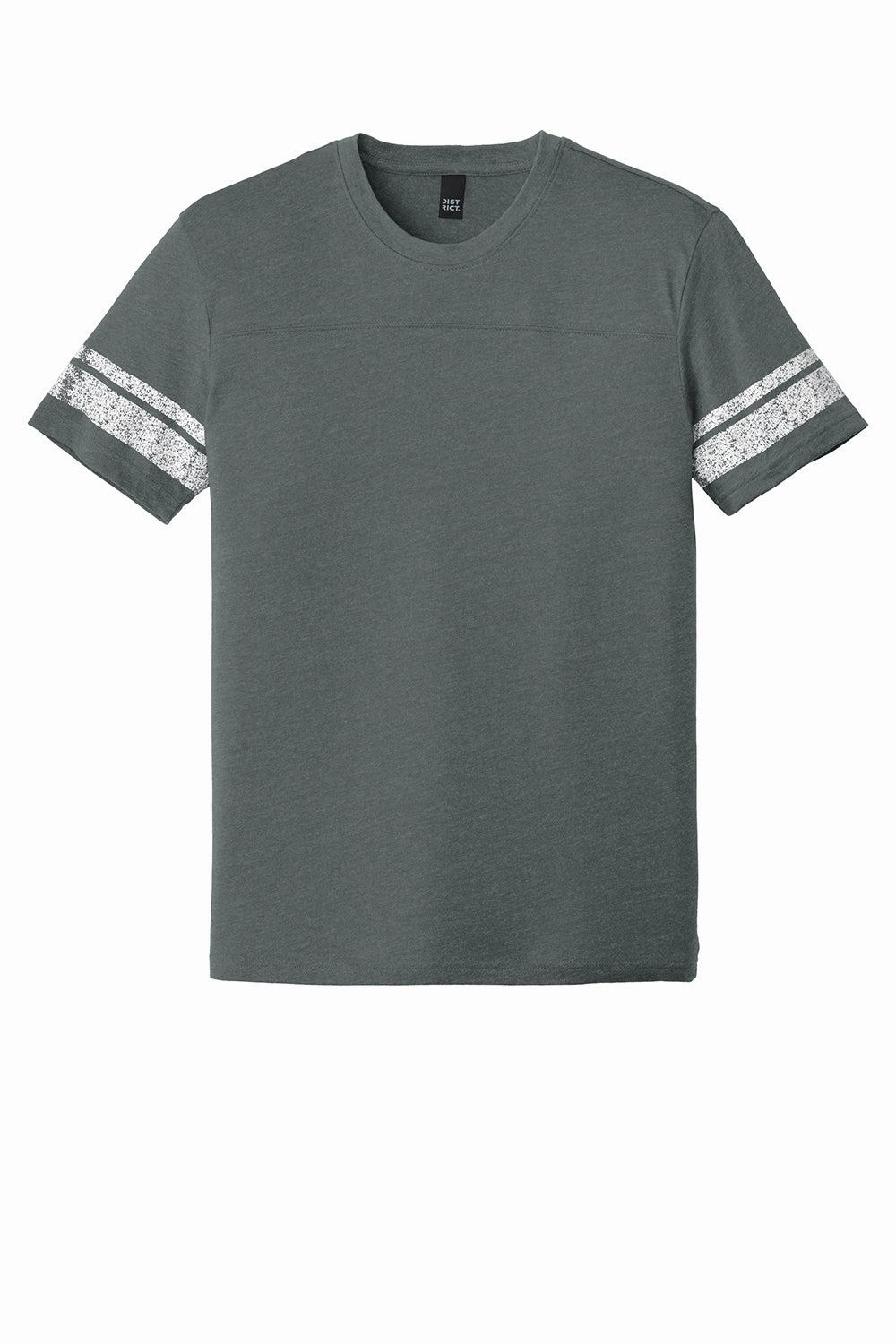 District Mens Game Short Sleeve Crewneck T-Shirt - Heather Charcoal Grey/White - Closeout