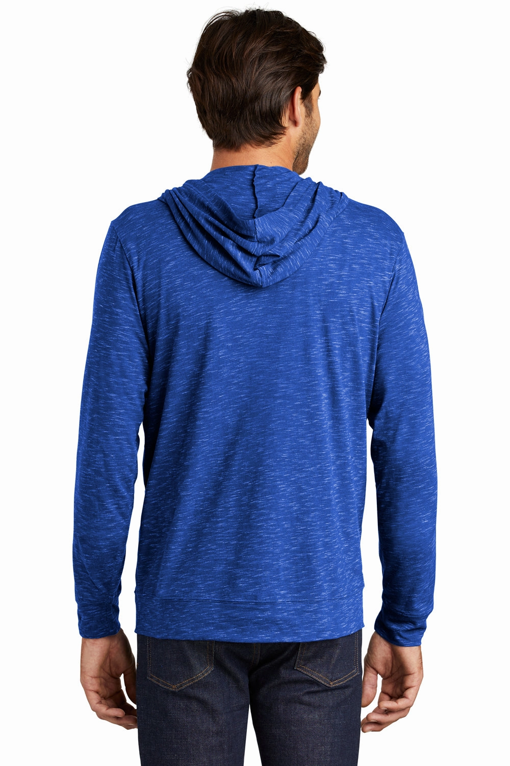 District Mens Medal Full Zip Hooded Sweatshirt Hoodie w/ Pockets - Deep Royal Blue