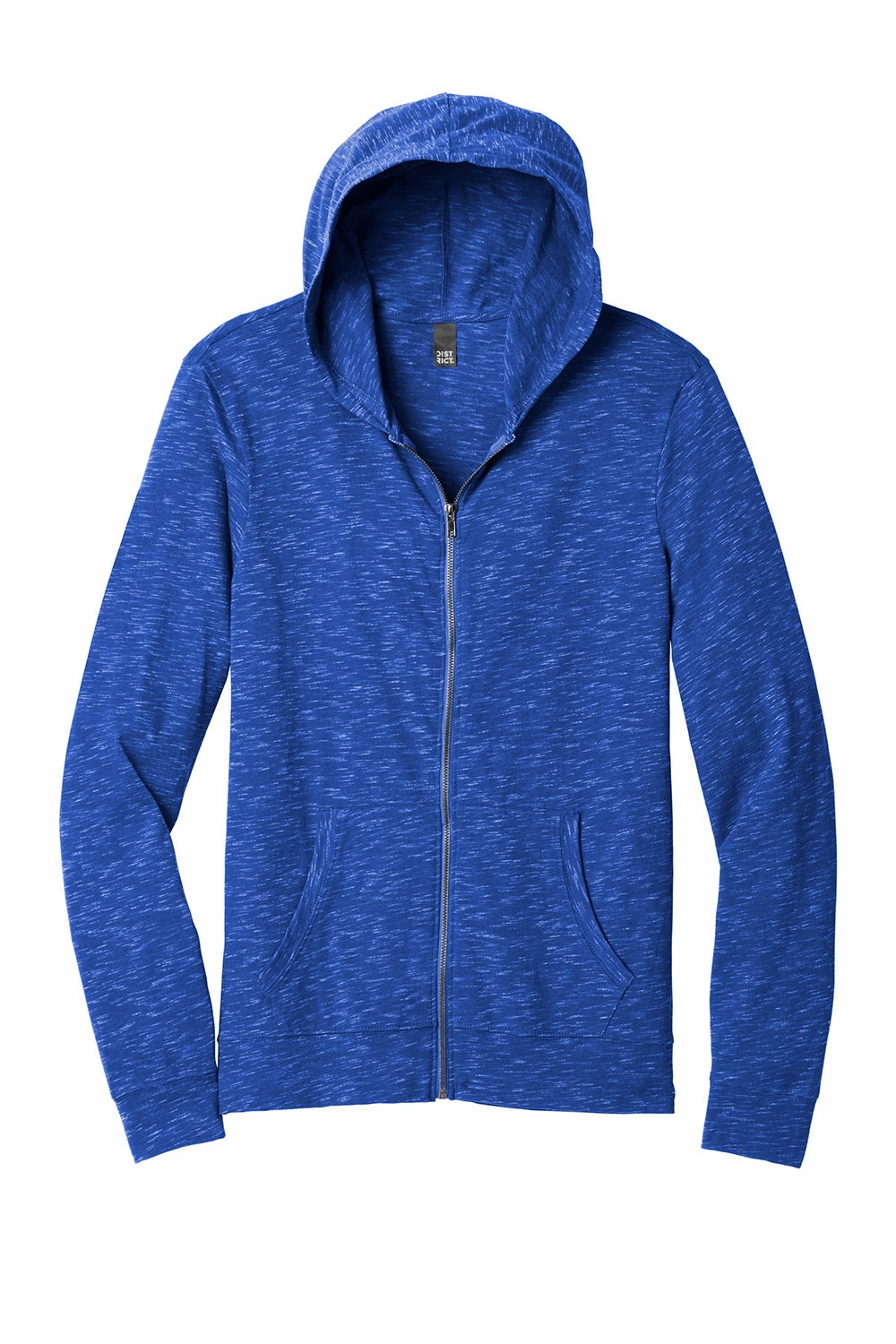 District Mens Medal Full Zip Hooded Sweatshirt Hoodie w/ Pockets - Deep Royal Blue