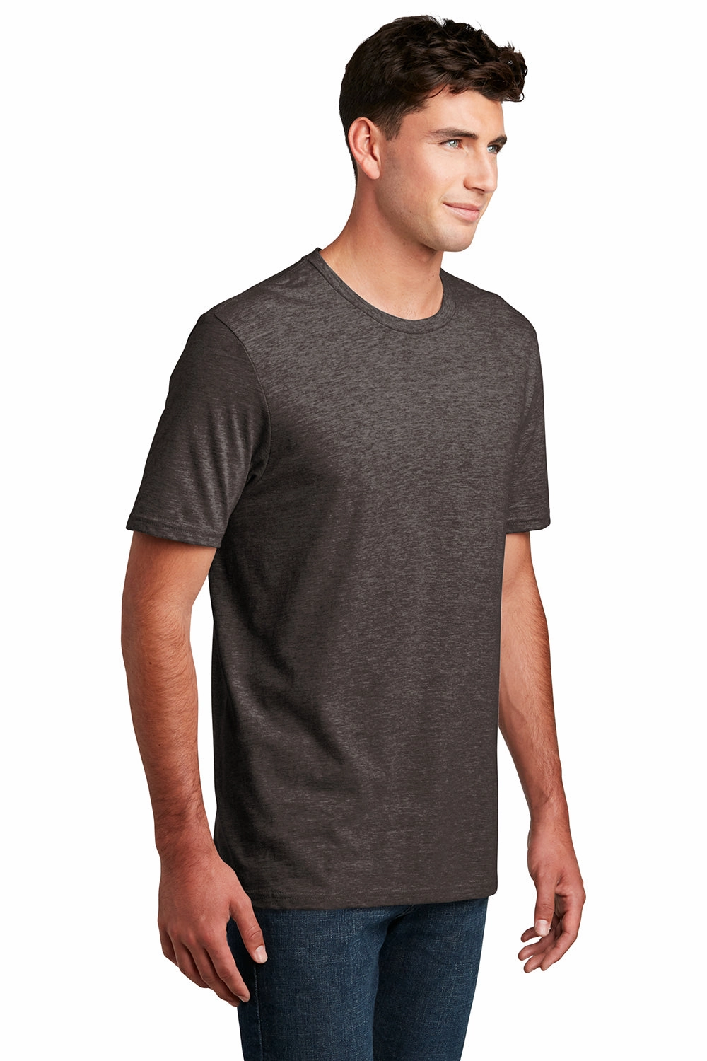 District Mens Perfect Blend Short Sleeve Crewneck T-Shirt - Heather Brown