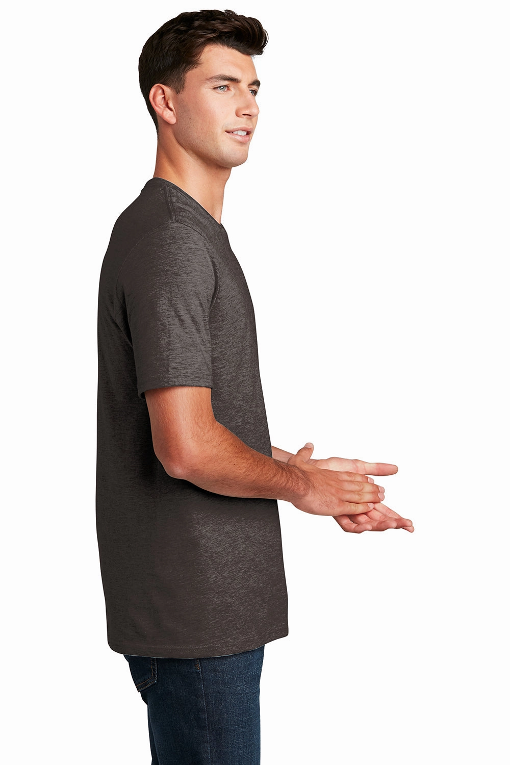 District Mens Perfect Blend Short Sleeve Crewneck T-Shirt - Heather Brown