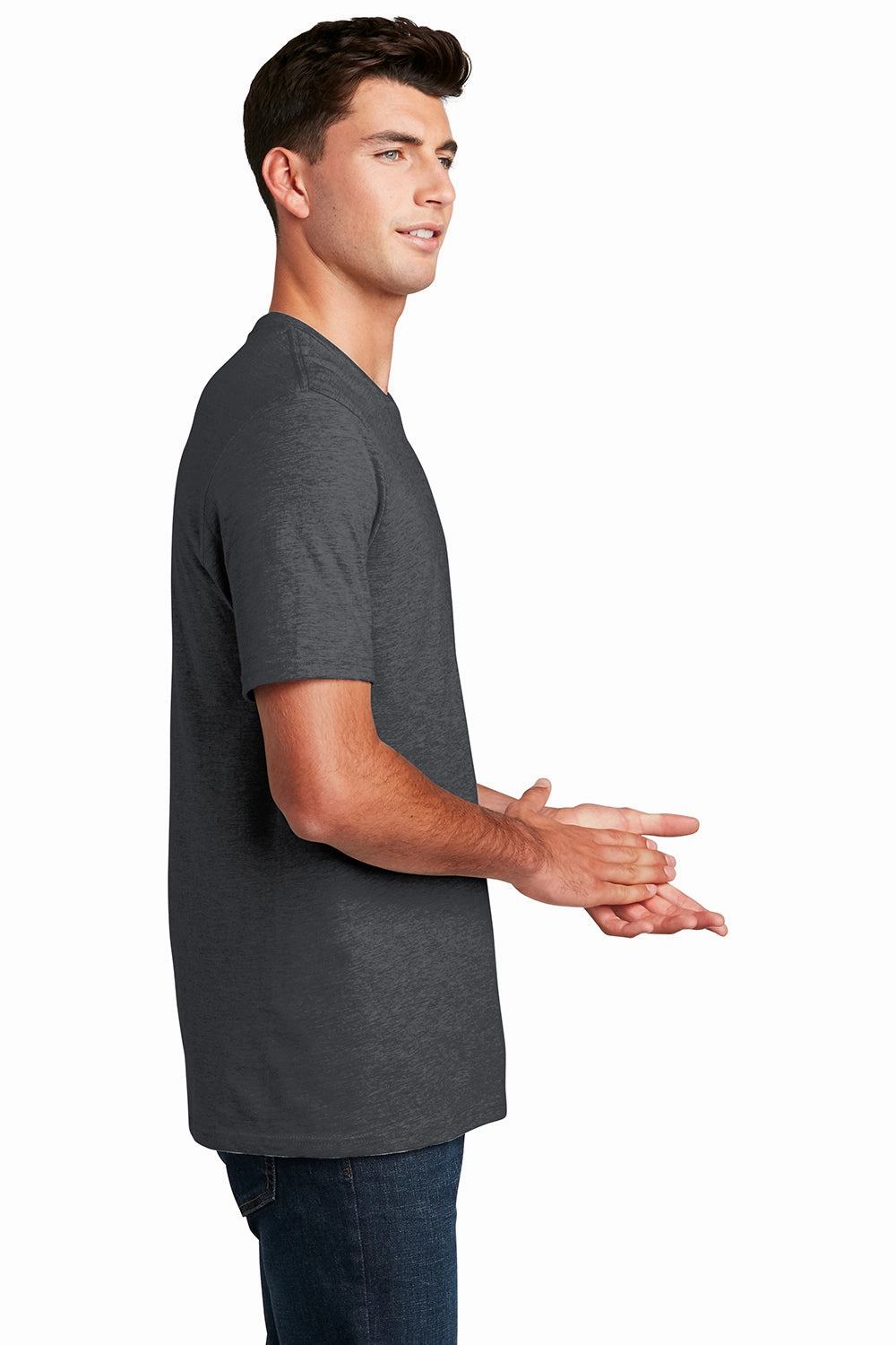 District Mens Perfect Blend Short Sleeve Crewneck T-Shirt - Heather Charcoal Grey