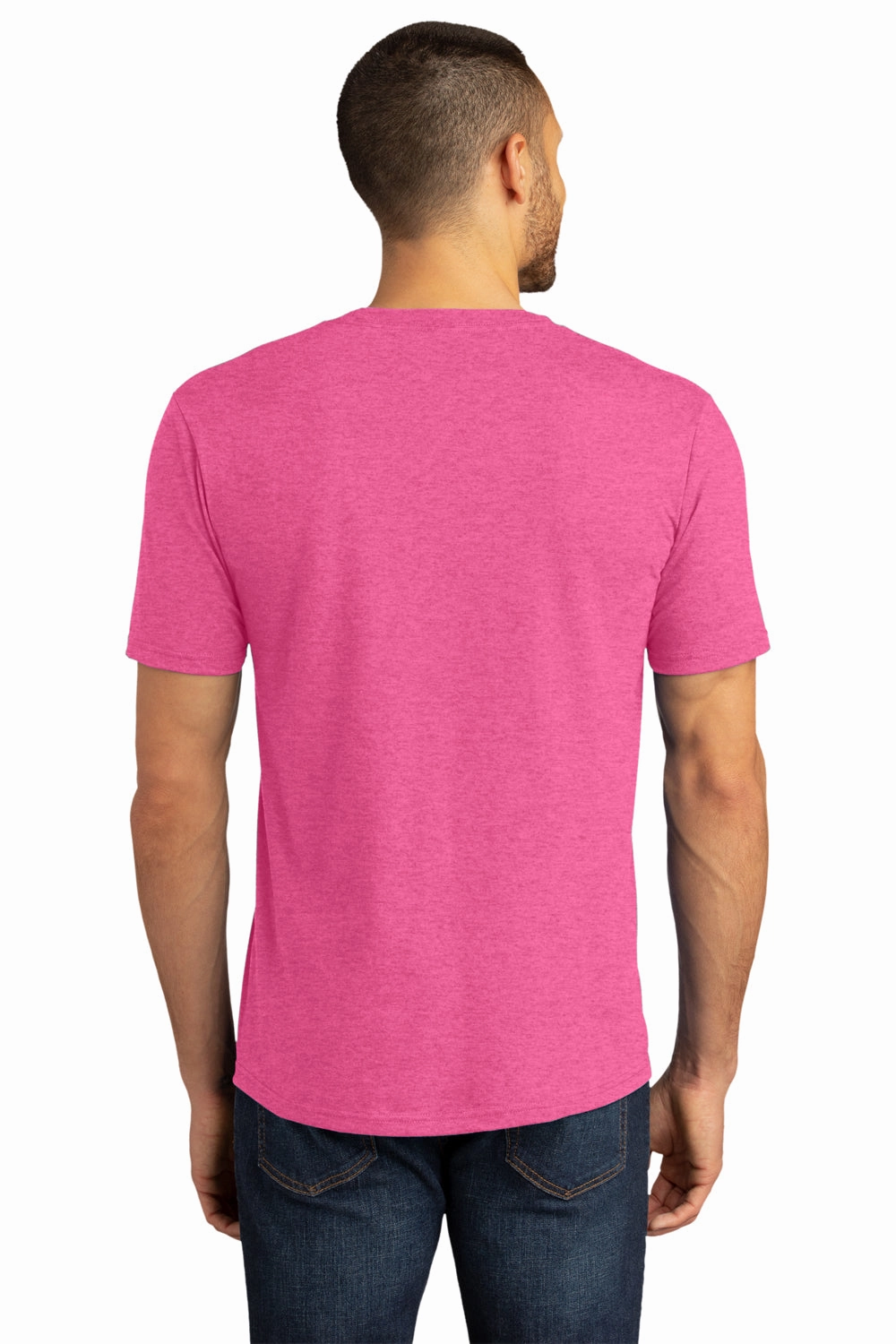 District Mens Perfect DTG Short Sleeve Crewneck T-Shirt - Fuchsia Pink Frost