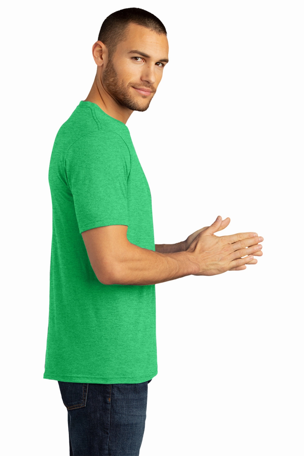 District Mens Perfect DTG Short Sleeve Crewneck T-Shirt - Green Frost