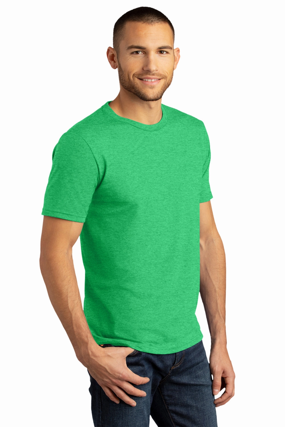 District Mens Perfect DTG Short Sleeve Crewneck T-Shirt - Green Frost