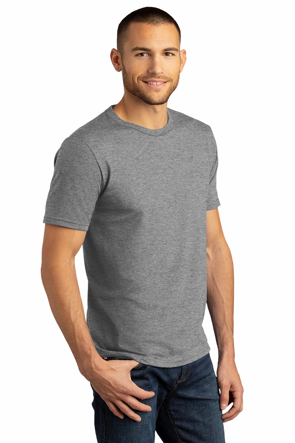 District Mens Perfect DTG Short Sleeve Crewneck T-Shirt - Grey Frost