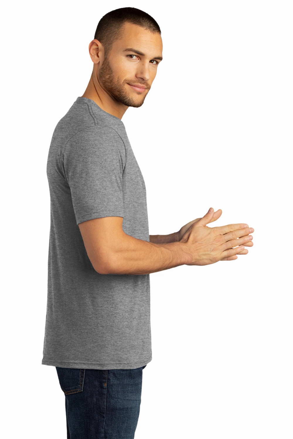 District Mens Perfect DTG Short Sleeve Crewneck T-Shirt - Grey Frost