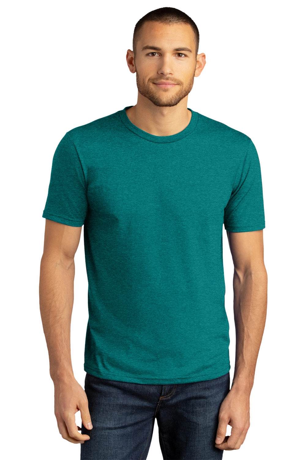 District Mens Perfect DTG Short Sleeve Crewneck T-Shirt - Heather Teal Green