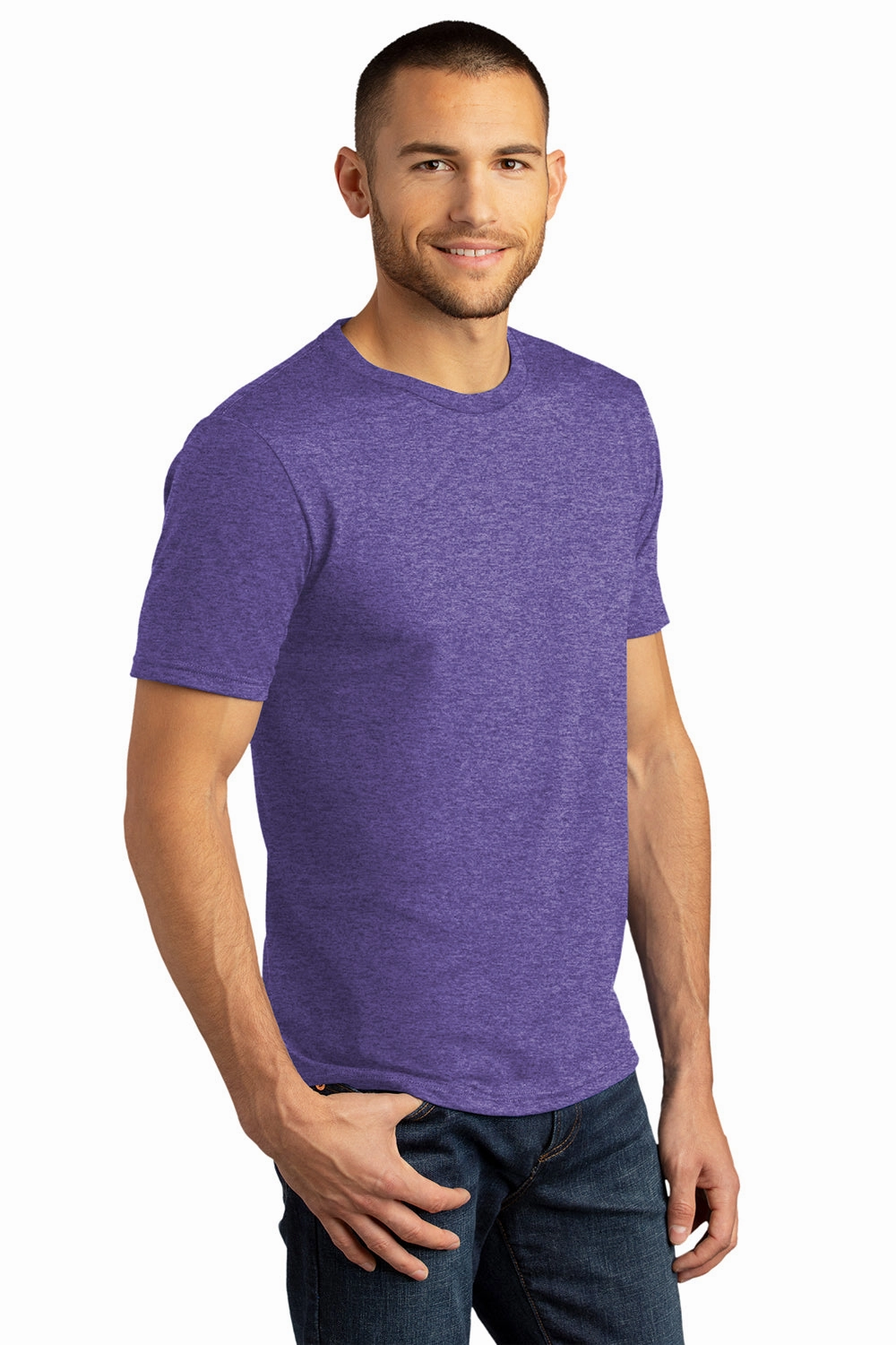 District Mens Perfect DTG Short Sleeve Crewneck T-Shirt - Purple Frost