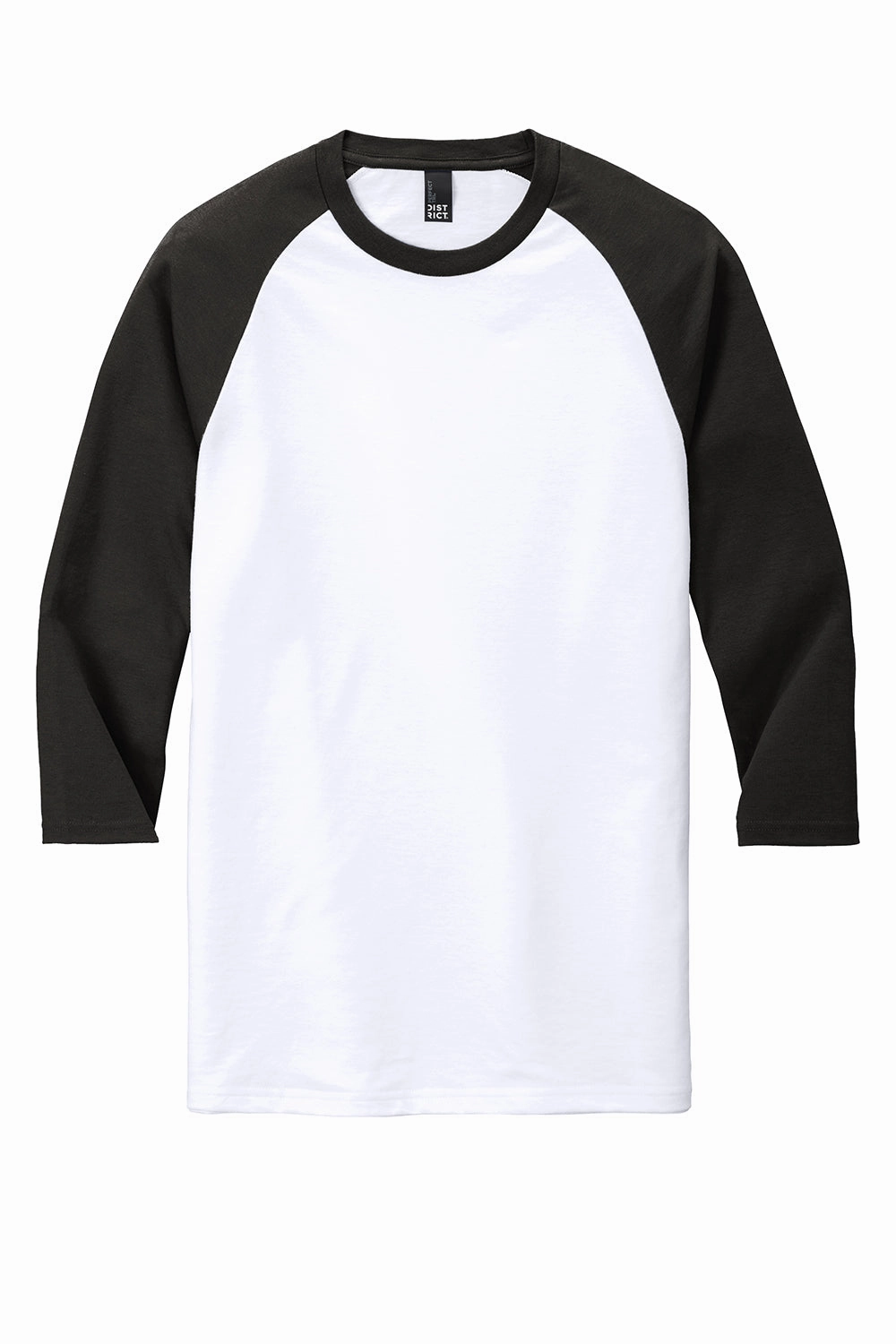 District Mens Perfect Tri 3/4 Sleeve Crewneck T-Shirt - White/Black