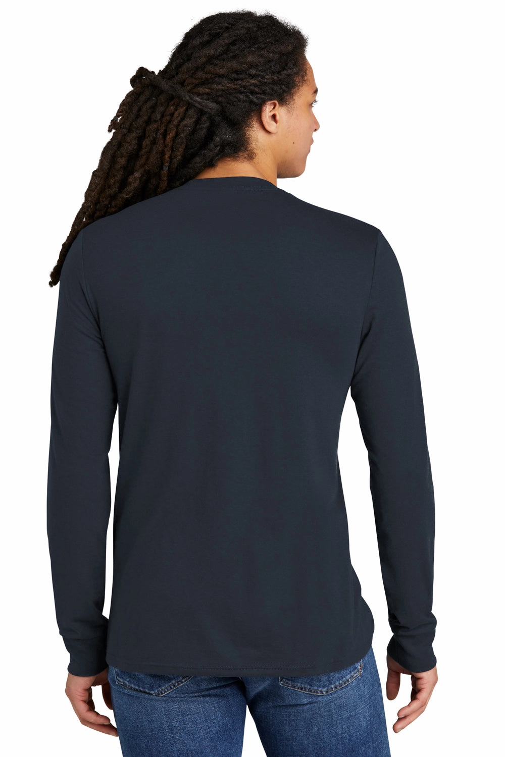 District Mens Perfect Tri Long Sleeve Crewneck T-Shirt - New Navy Blue