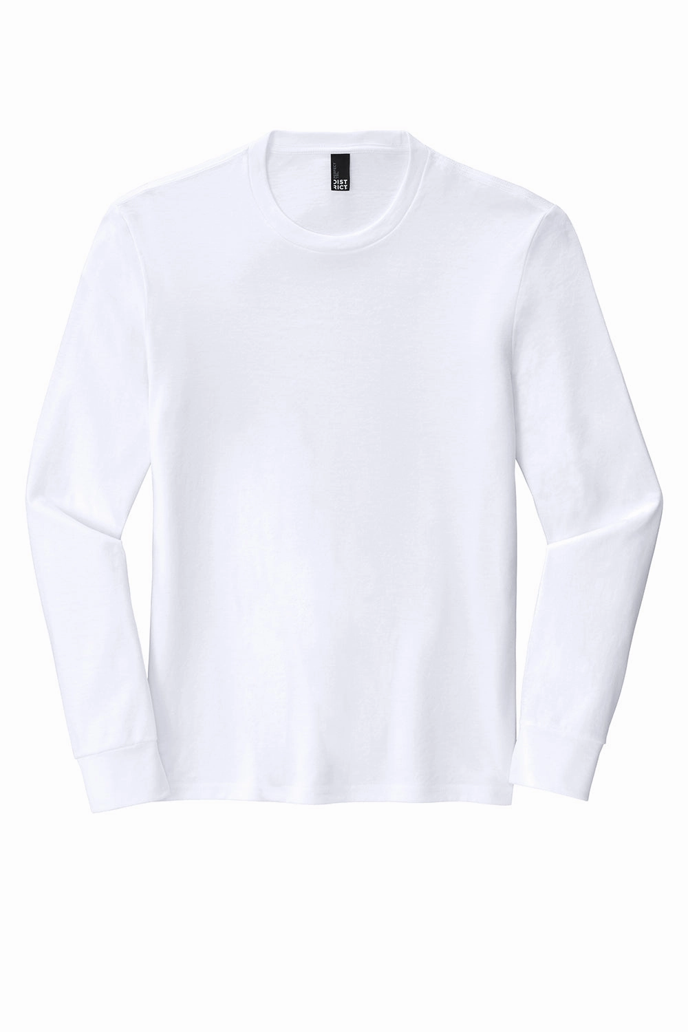 District Mens Perfect Tri Long Sleeve Crewneck T-Shirt - White