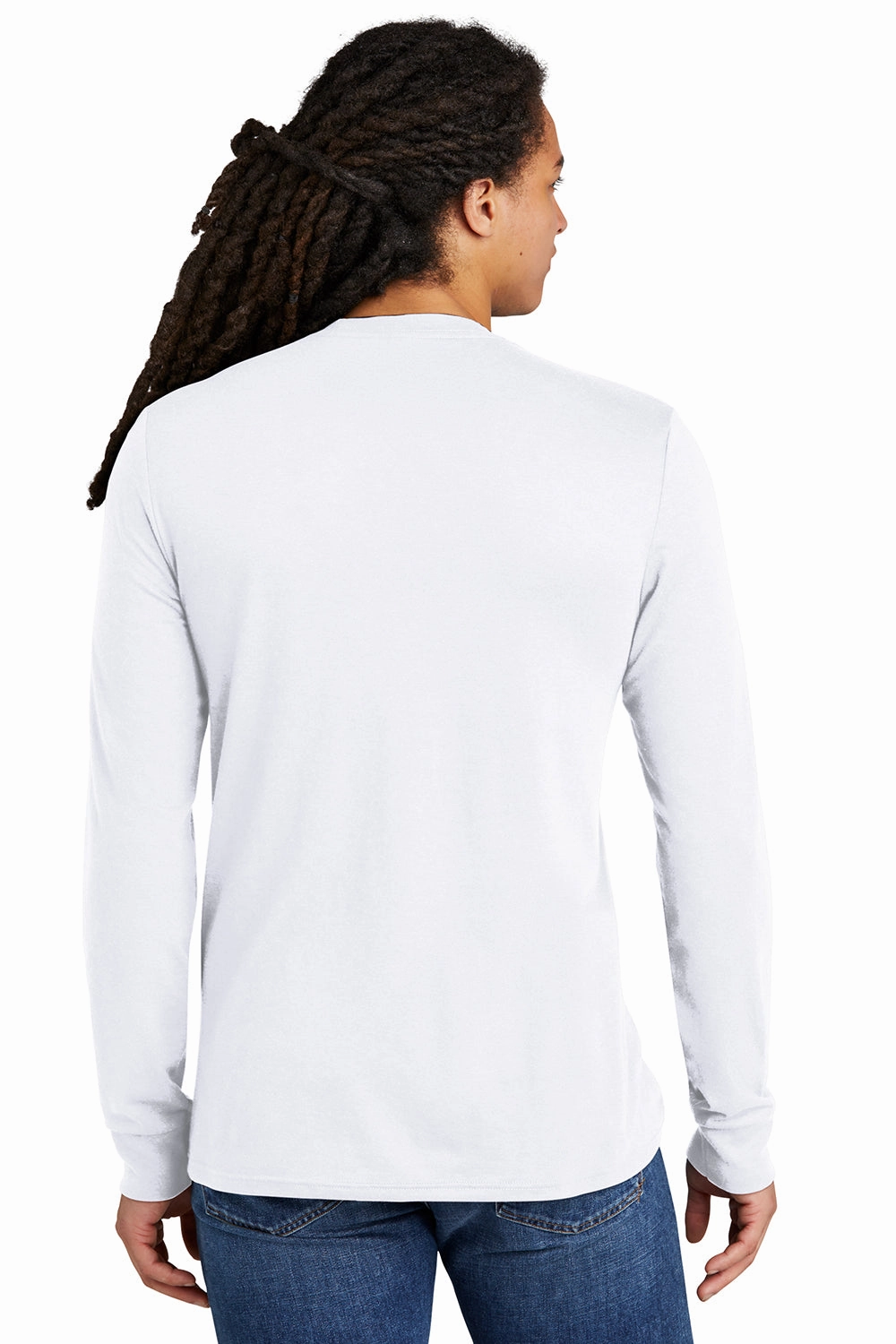 District Mens Perfect Tri Long Sleeve Crewneck T-Shirt - White