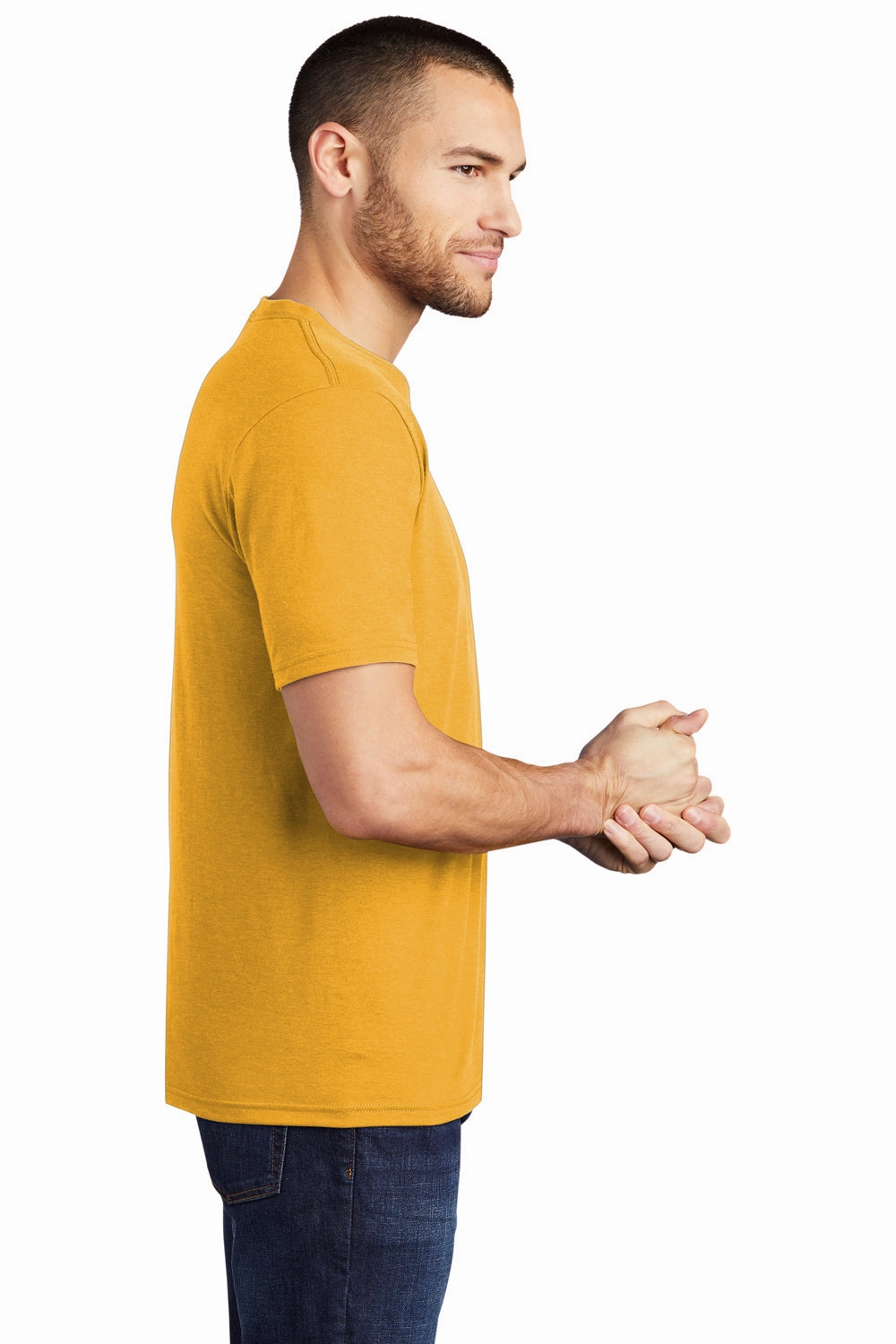 District Mens Perfect Tri Short Sleeve Crewneck T-Shirt - Heather Ochre Yellow