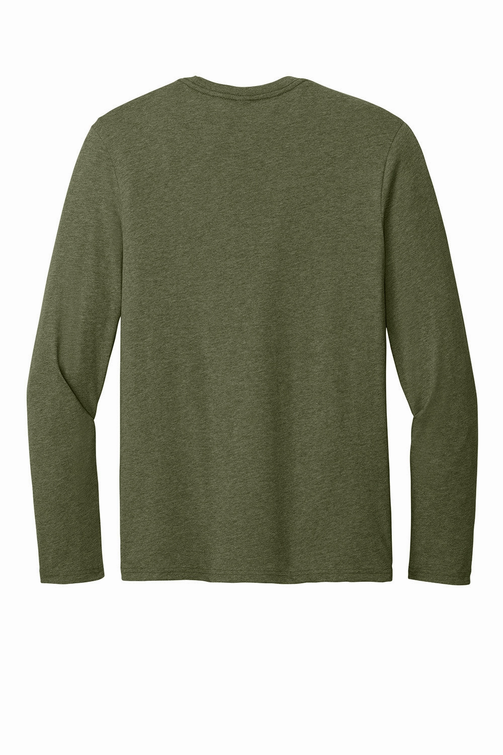 District Mens Perfect Weight CVC Long Sleeve Crewneck T-Shirt - Heather Military Green