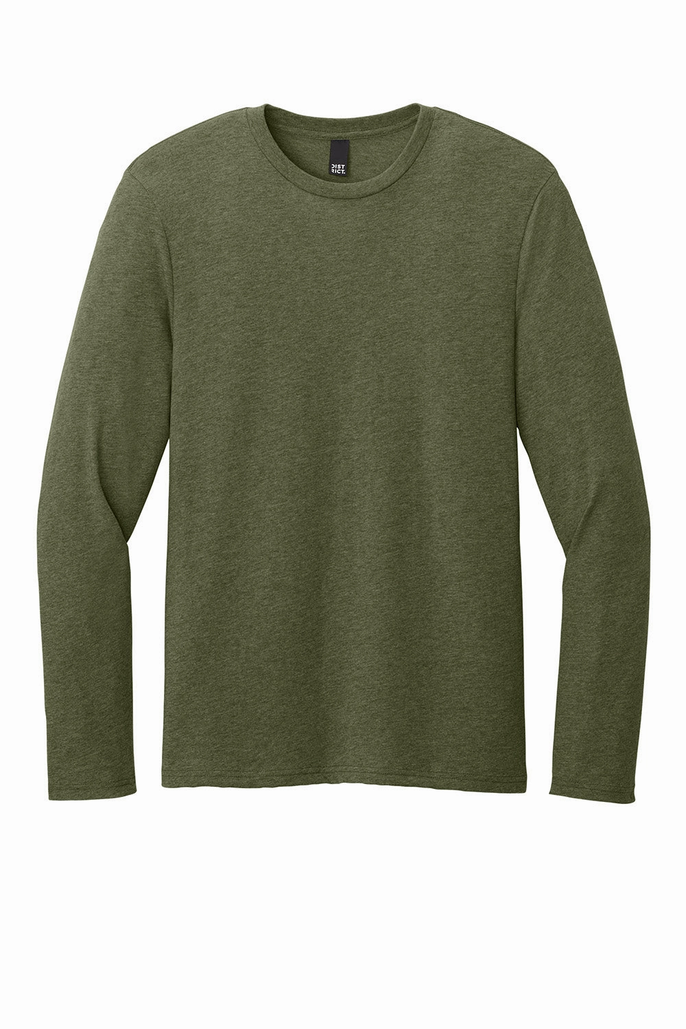 District Mens Perfect Weight CVC Long Sleeve Crewneck T-Shirt - Heather Military Green
