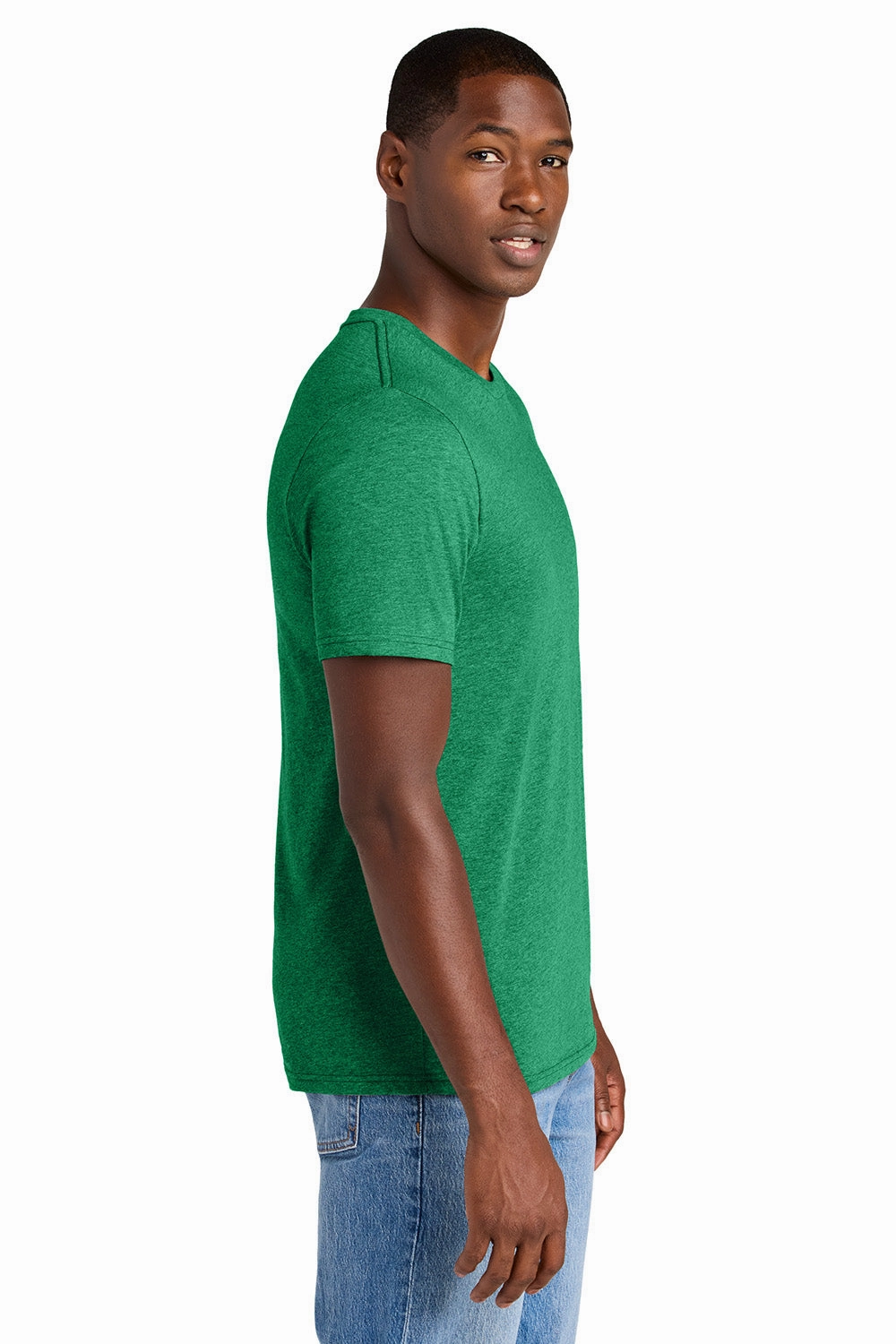 District Mens Perfect Weight CVC Short Sleeve Crewneck T-Shirt - Heather Meadow Green