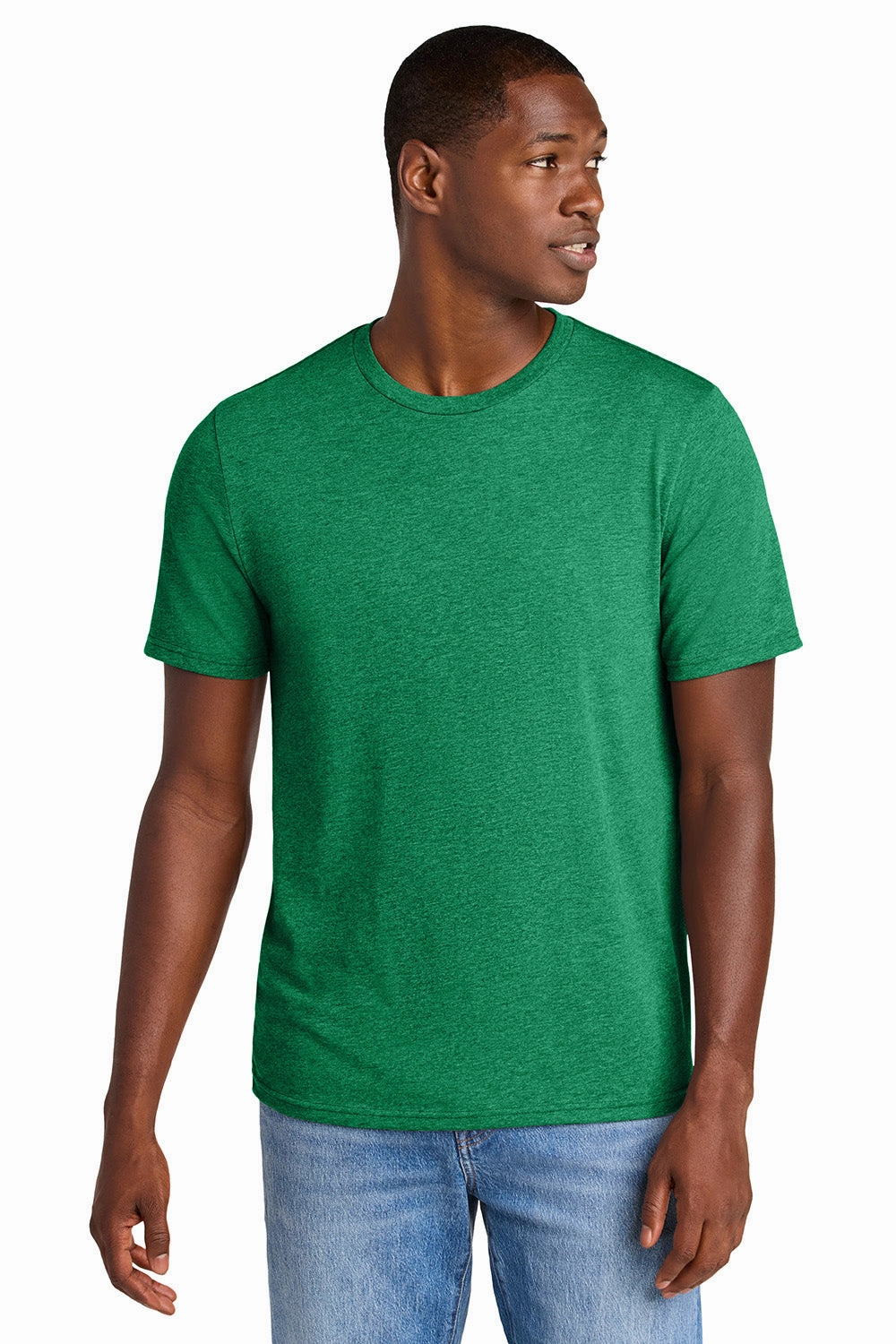 District Mens Perfect Weight CVC Short Sleeve Crewneck T-Shirt - Heather Meadow Green