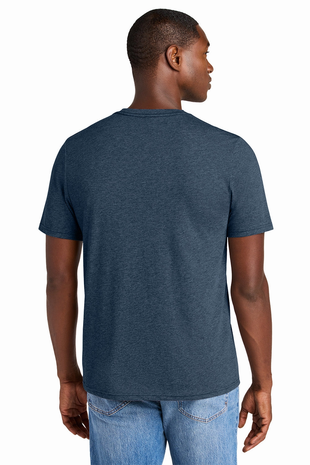 District Mens Perfect Weight CVC Short Sleeve Crewneck T-Shirt - Heather Navy Blue