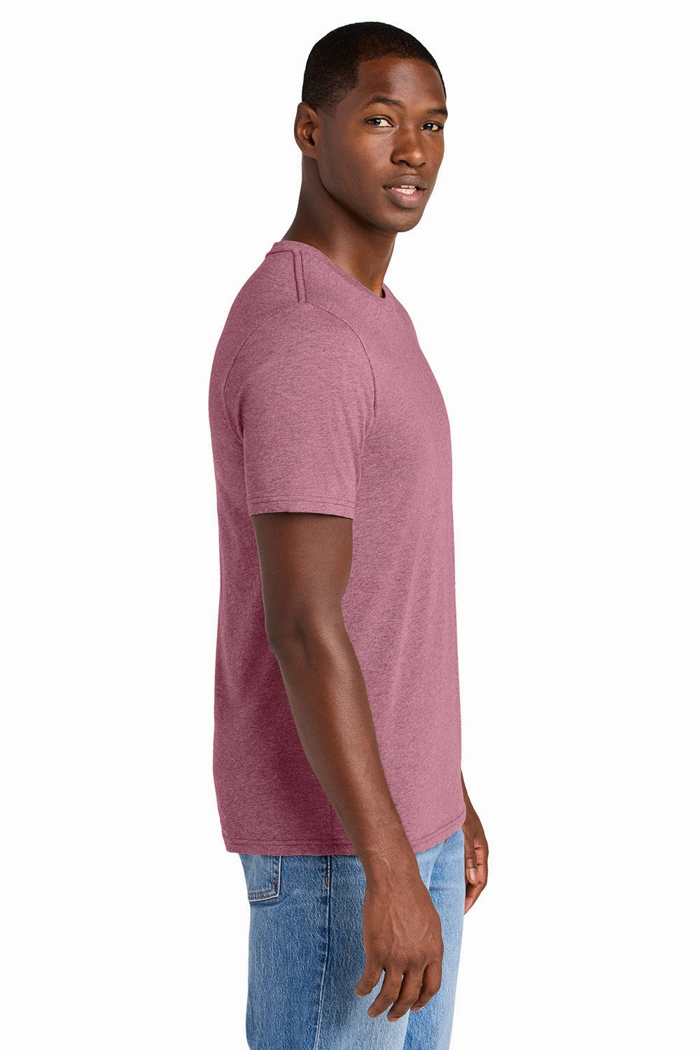 District Mens Perfect Weight CVC Short Sleeve Crewneck T-Shirt - Heather Orchid Haze Purple