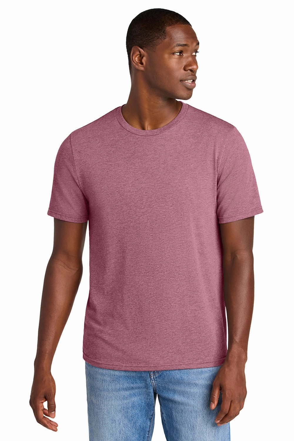 District Mens Perfect Weight CVC Short Sleeve Crewneck T-Shirt - Heather Orchid Haze Purple