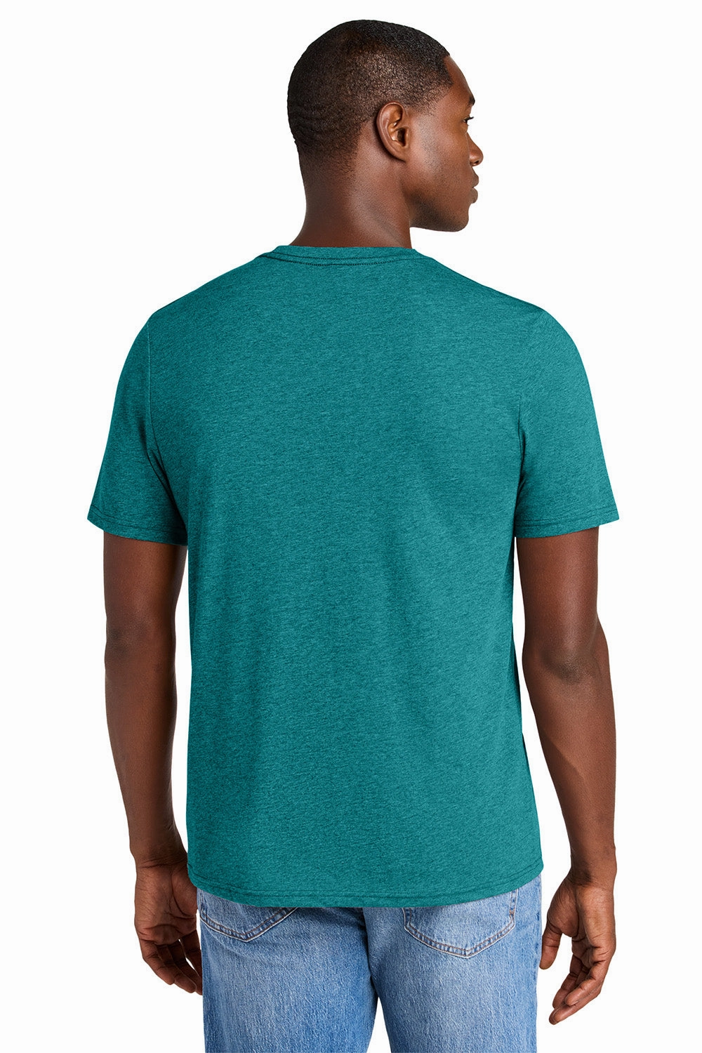 District Mens Perfect Weight CVC Short Sleeve Crewneck T-Shirt - Heather Teal Blue