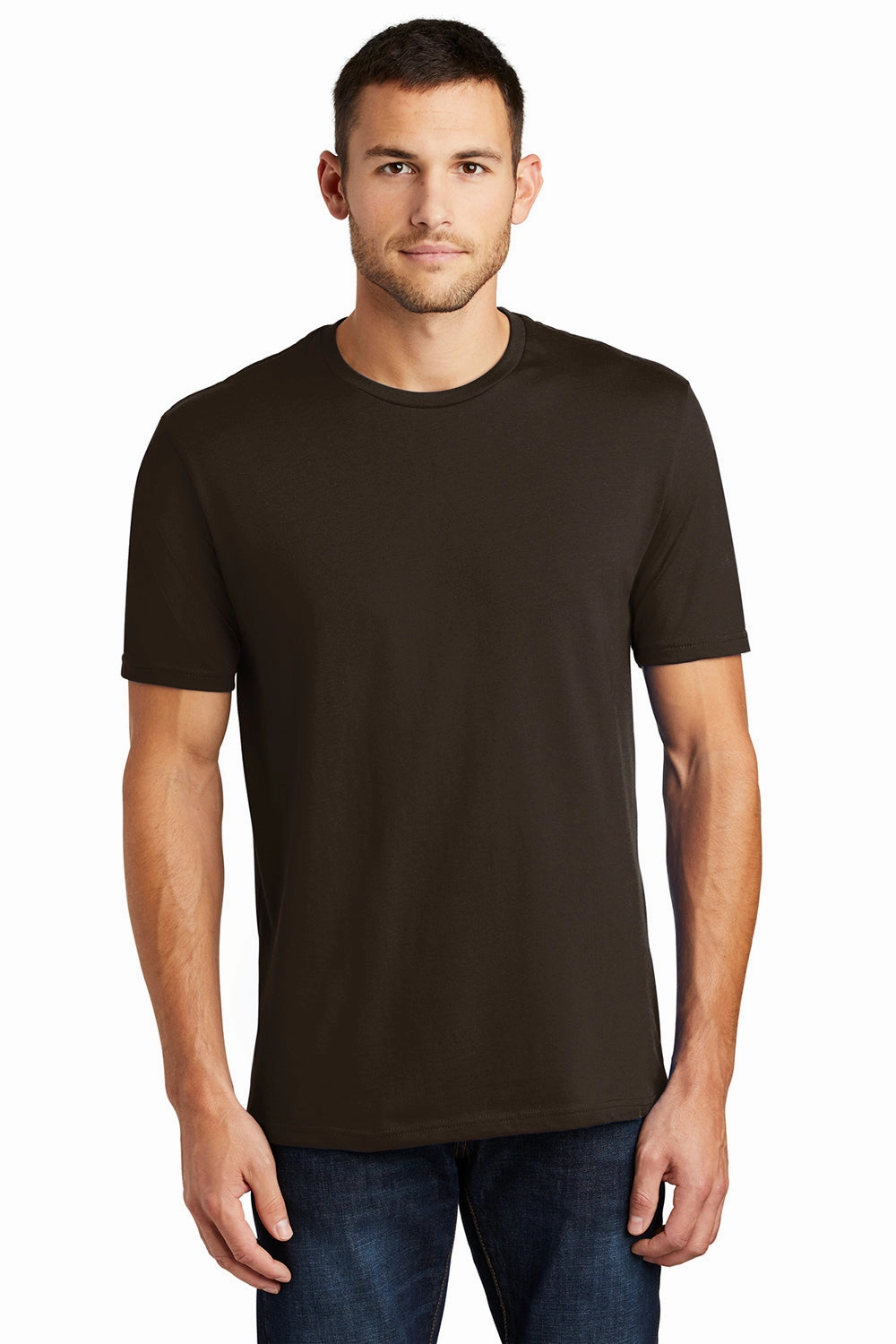 District Mens Perfect Weight Short Sleeve Crewneck T-Shirt - Espresso Brown - Closeout