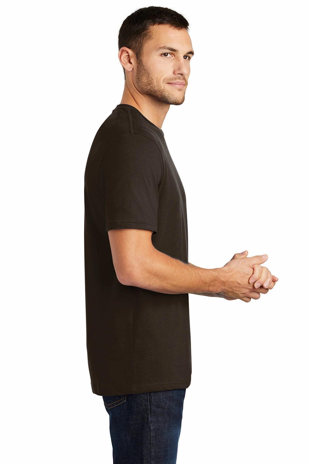 District Mens Perfect Weight Short Sleeve Crewneck T-Shirt - Espresso Brown - Closeout