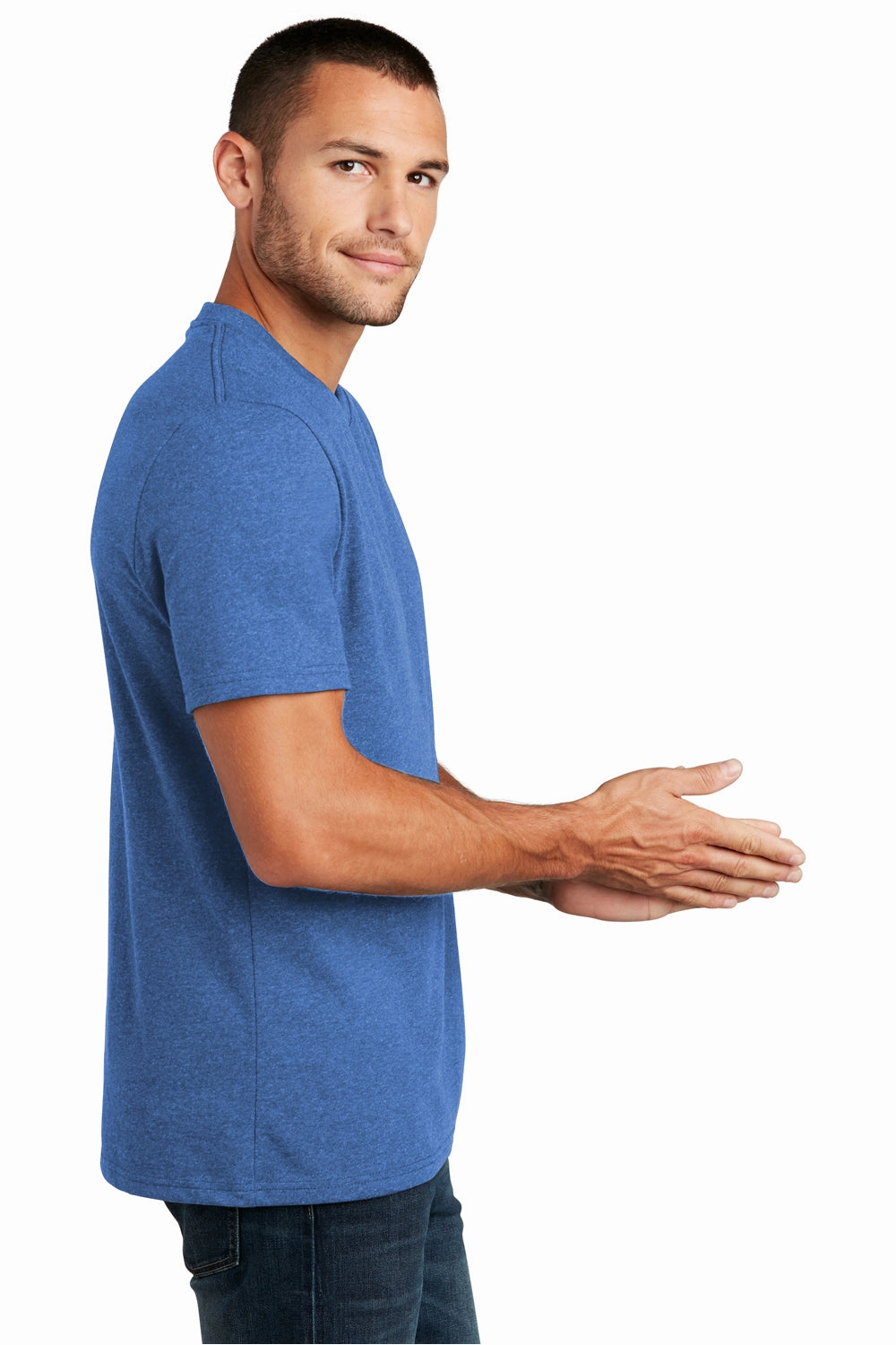 District Mens Re-Tee Short Sleeve Crewneck T-Shirt - Heather Blue