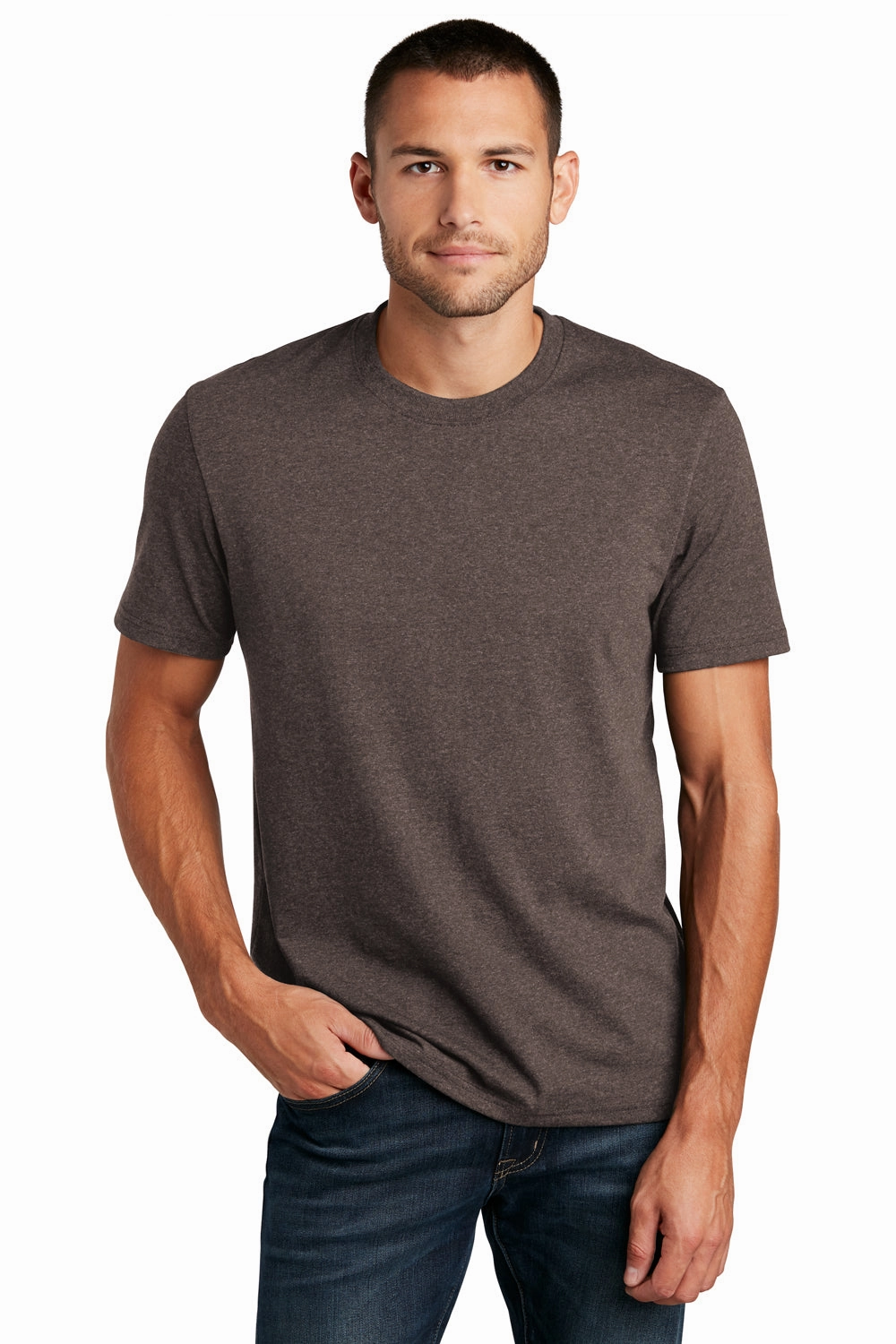 District Mens Re-Tee Short Sleeve Crewneck T-Shirt - Heather Deep Brown