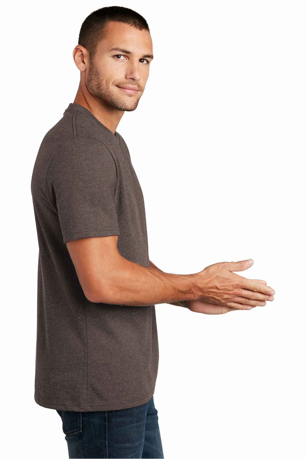 District Mens Re-Tee Short Sleeve Crewneck T-Shirt - Heather Deep Brown