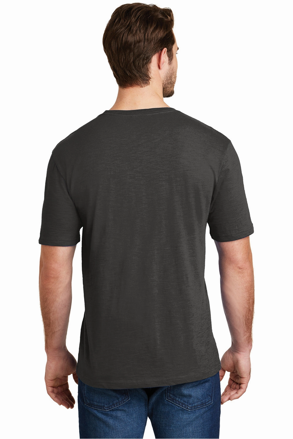 District Mens Super Slub Short Sleeve Crewneck T-Shirt - Charcoal Grey - Closeout